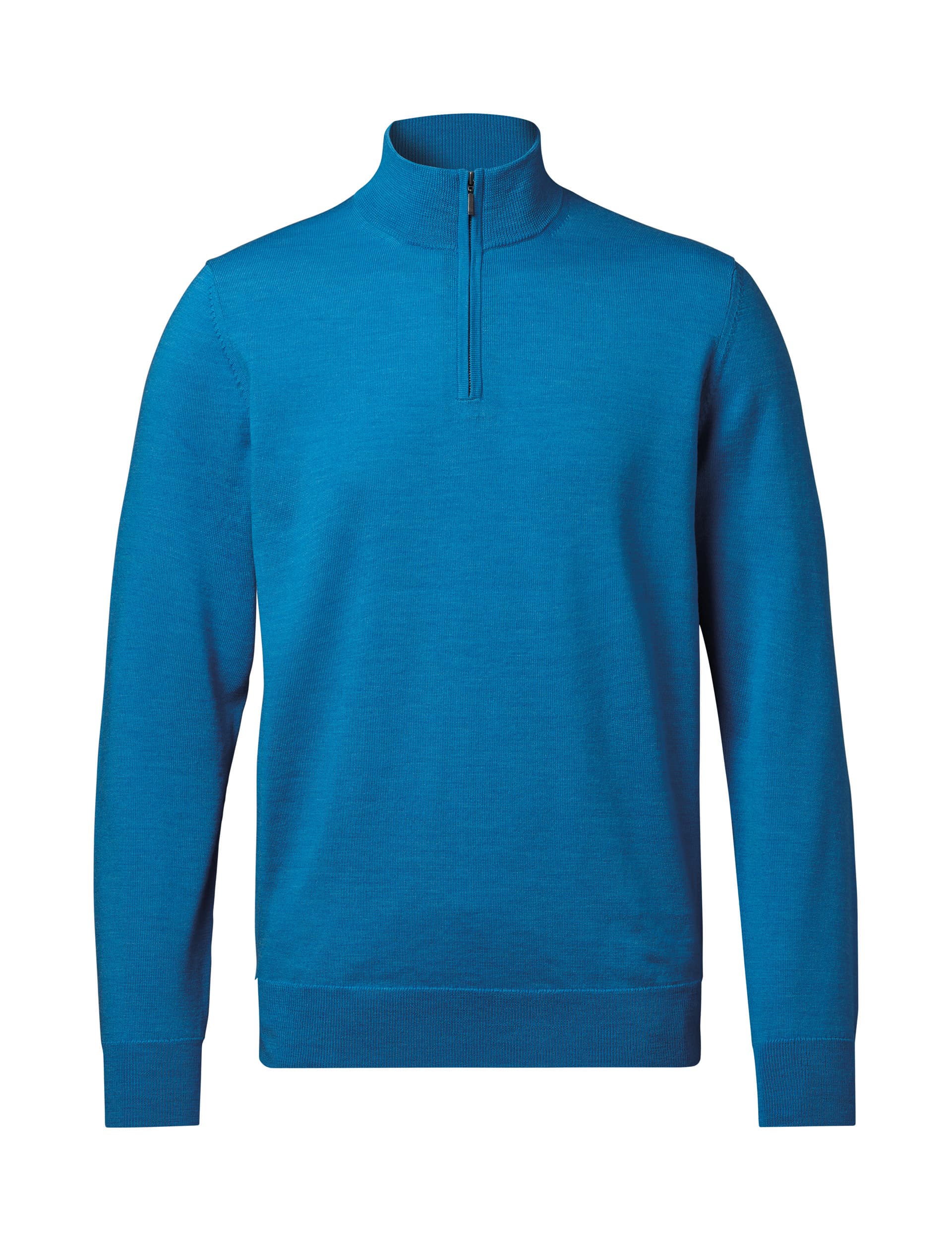 Charles Tyrwhitt Men's Pure Merino Wool Half Zip Jumper - Bright Blue, Bright Blue,Brown