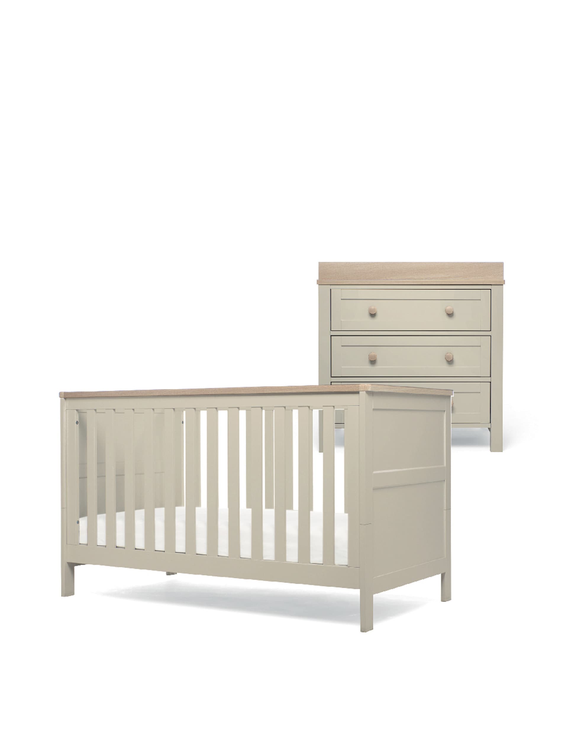 Mamas & Papas Wedmore 2 Piece Cotbed & Dresser Set - Grey, Grey