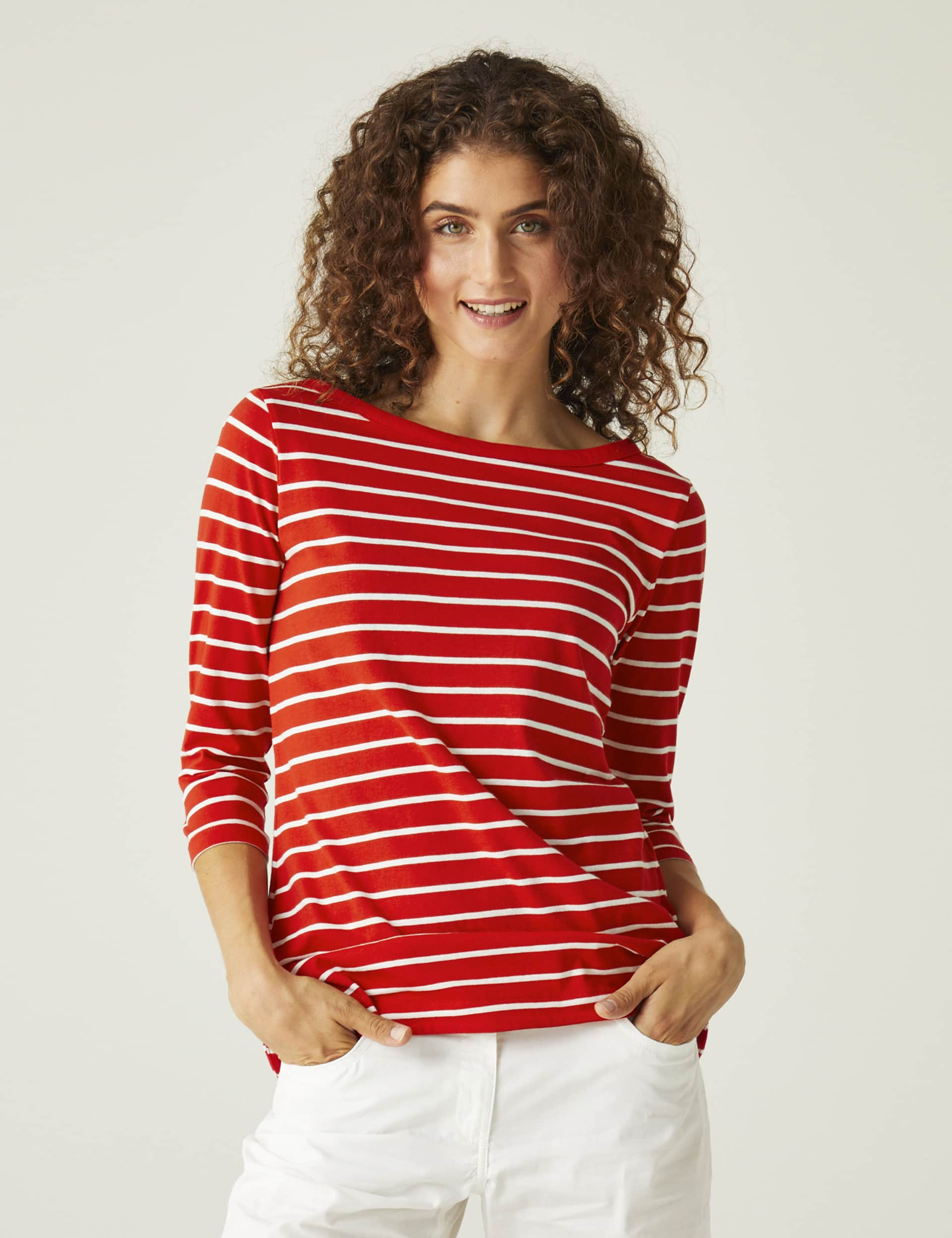 Regatta Women's Bayletta Cotton Blend Striped T-Shirt - 10 - Red Mix, Yellow Mix,Light Blue,Red Mix,