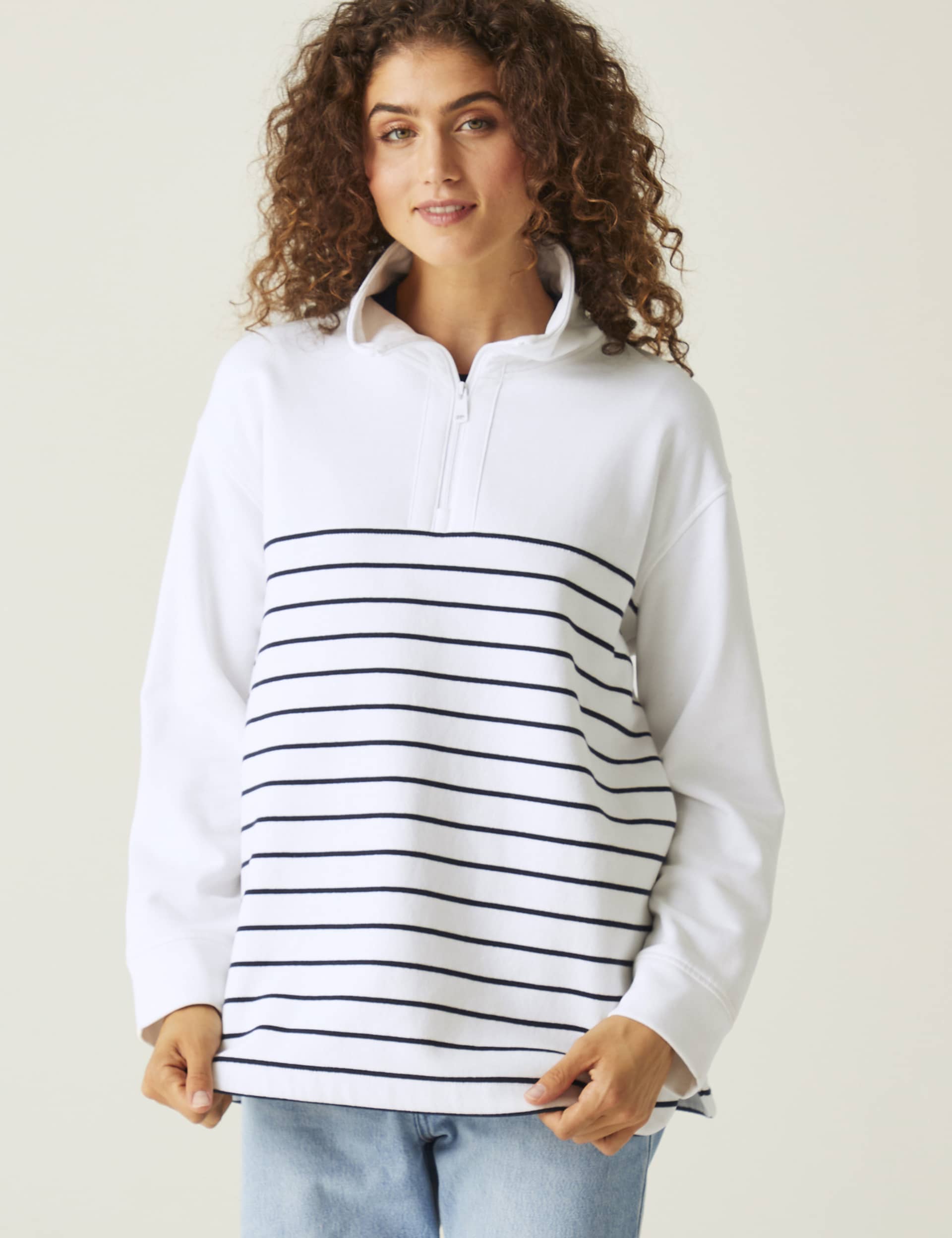 Regatta Women's Bayletta Cotton Rich Striped Fleece - 8 - White Mix, White Mix,Multi