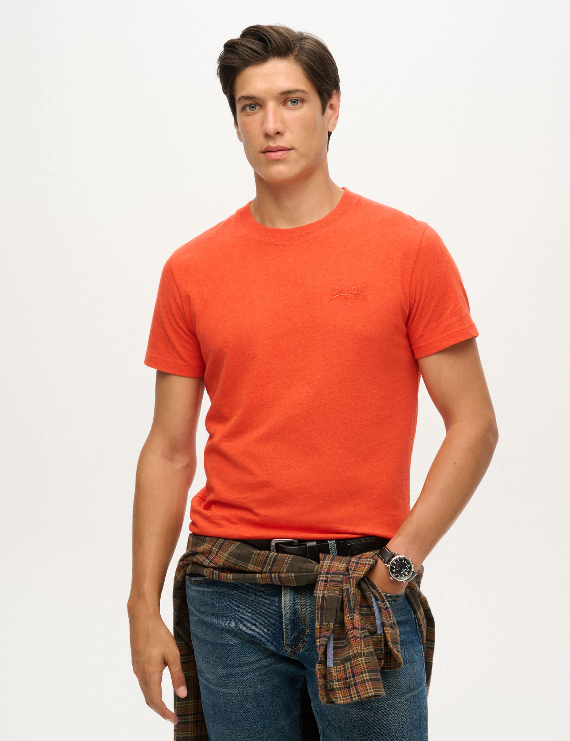 Superdry Men's Slim Fit Pure Cotton T-Shirt - Orange, Brown,Aqua,Orange,Dark Grey