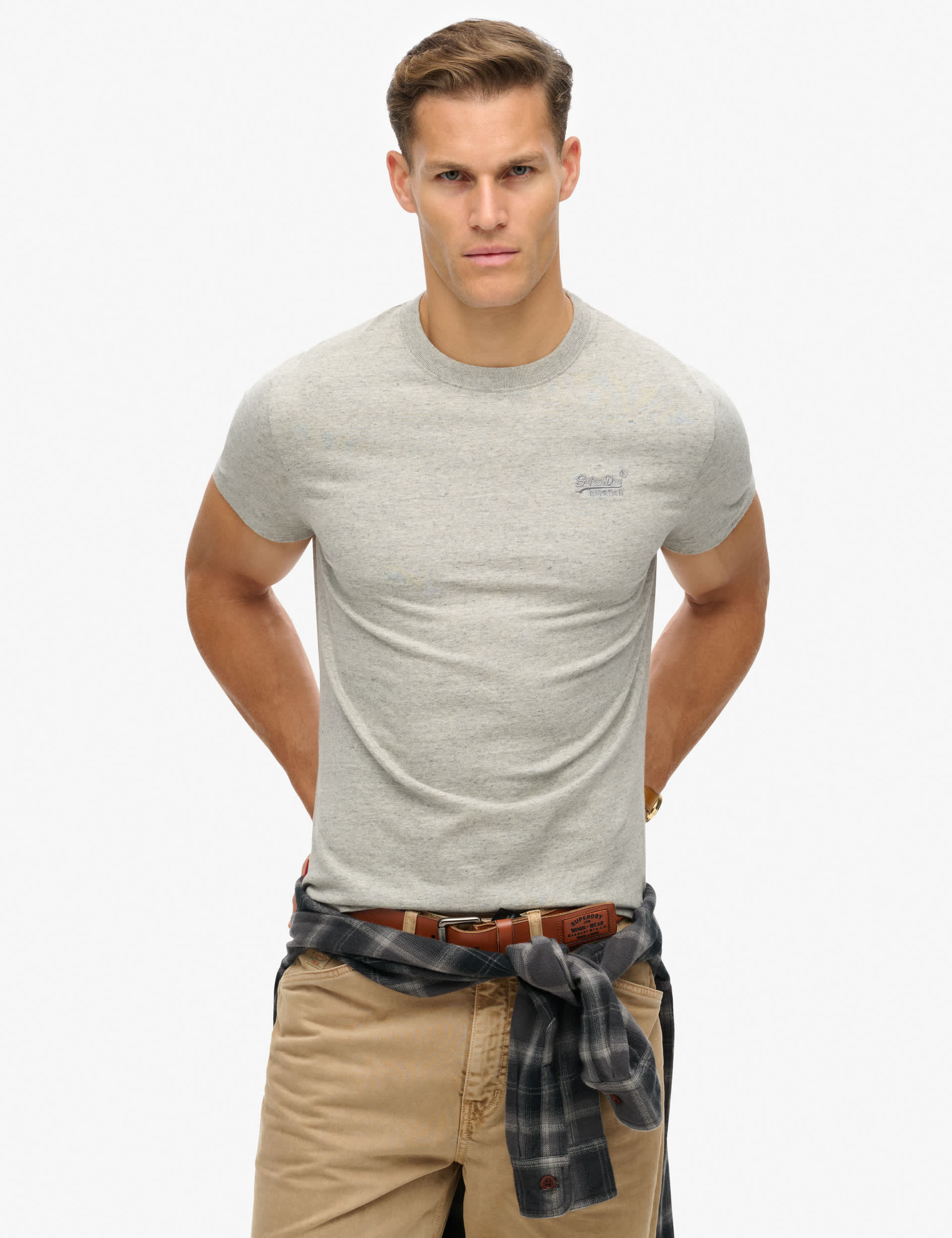 Superdry Men's Slim Fit Pure Cotton T-Shirt - XXL - Stone, Stone