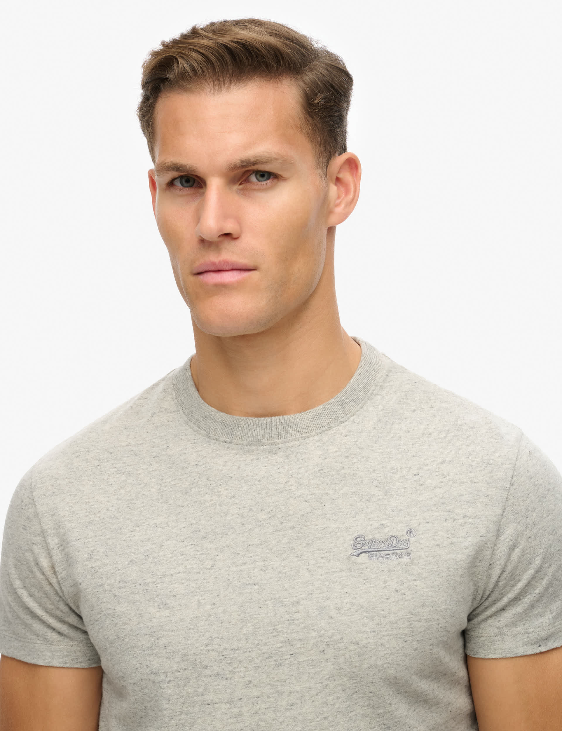 Superdry Men's Slim Fit Pure Cotton T-Shirt - Stone, Brown,Stone,Graphite