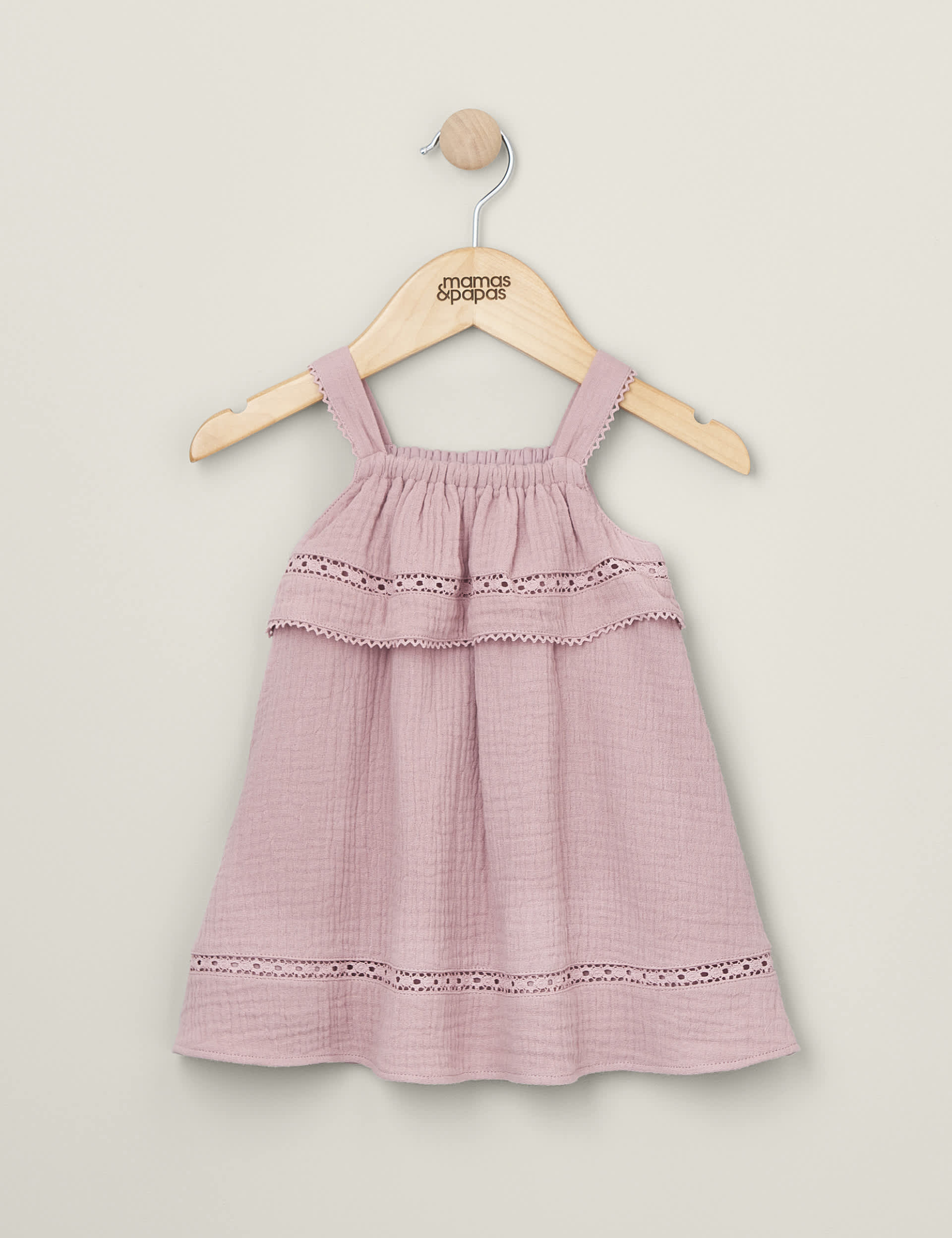 Mamas & Papas Newborn Girls Pure Cotton Dress (0-3 Yrs) - 12-18 - Pink, Pink