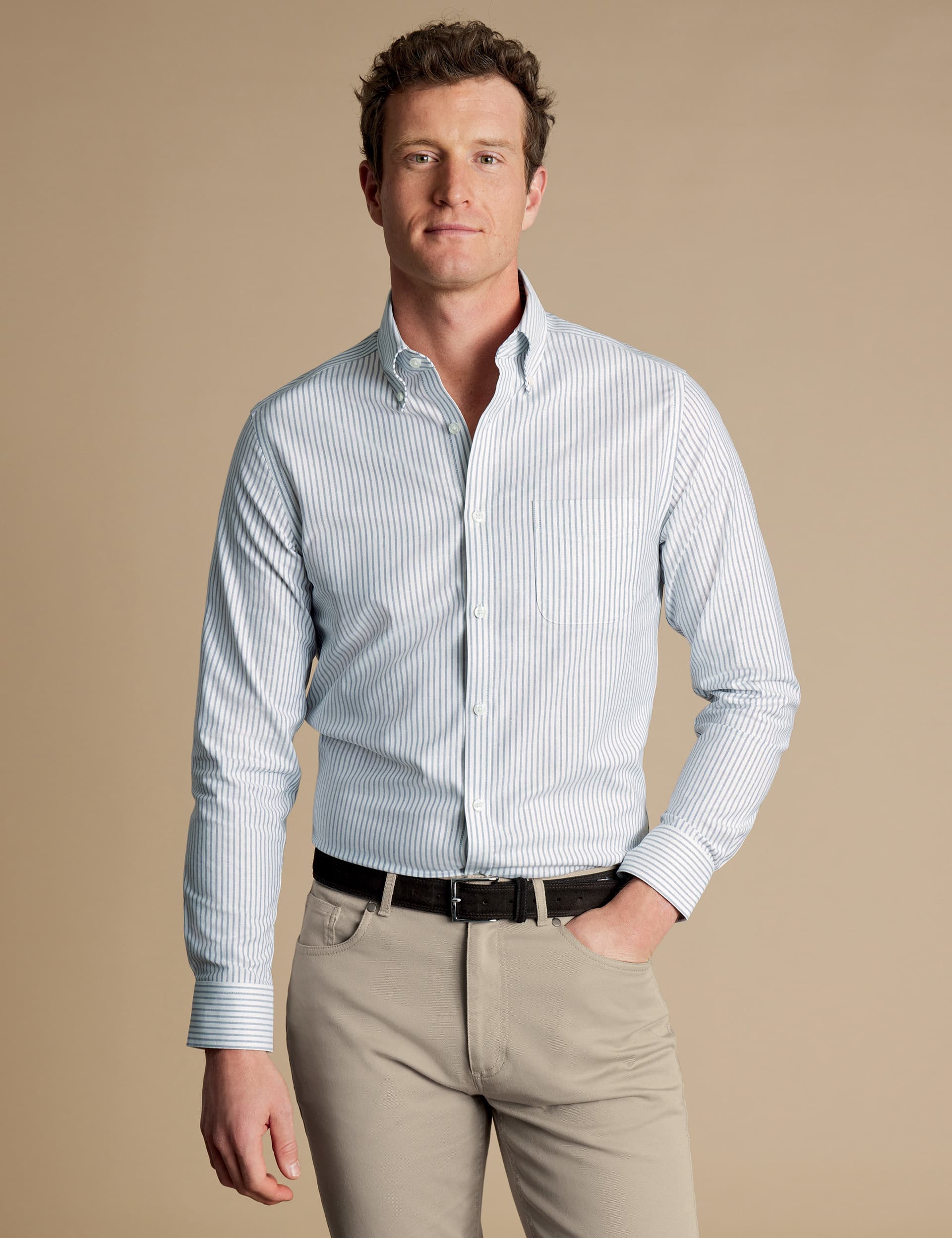 Charles Tyrwhitt Men's Slim Fit Non-Iron Cotton Rich Oxford Shirt