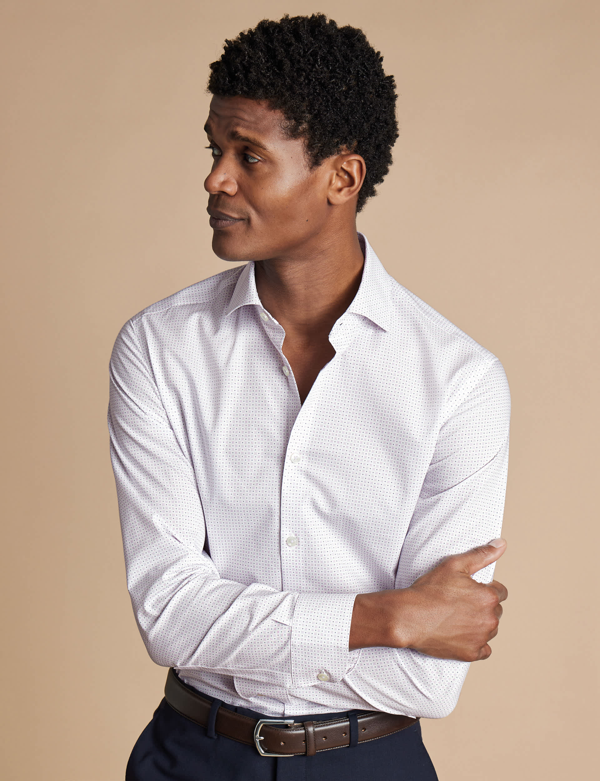 Charles Tyrwhitt Men's Regular Fit Non Iron Pure Cotton Shirt