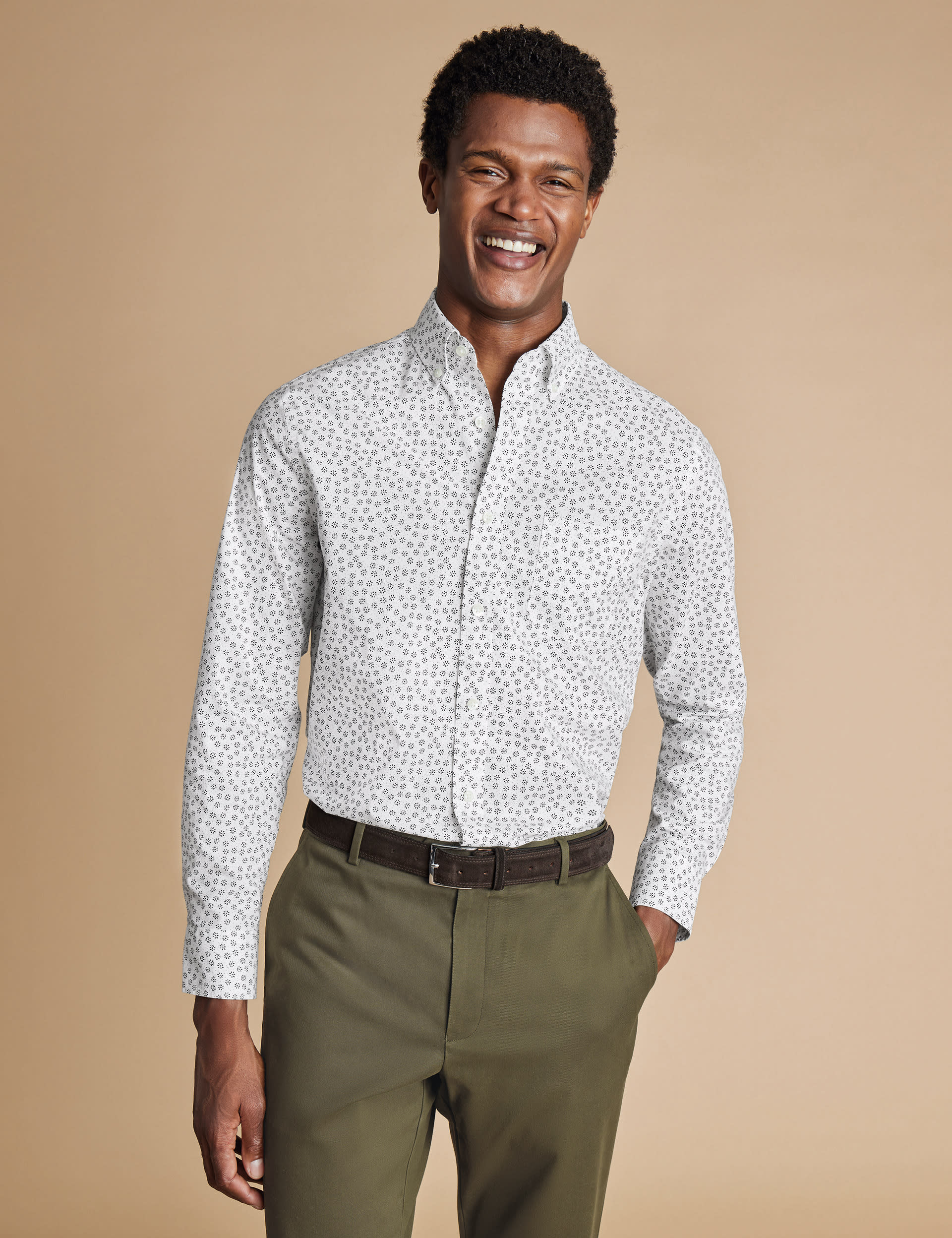 Charles Tyrwhitt Men's Non Iron Slim Fit Pure Cotton Floral Shirt