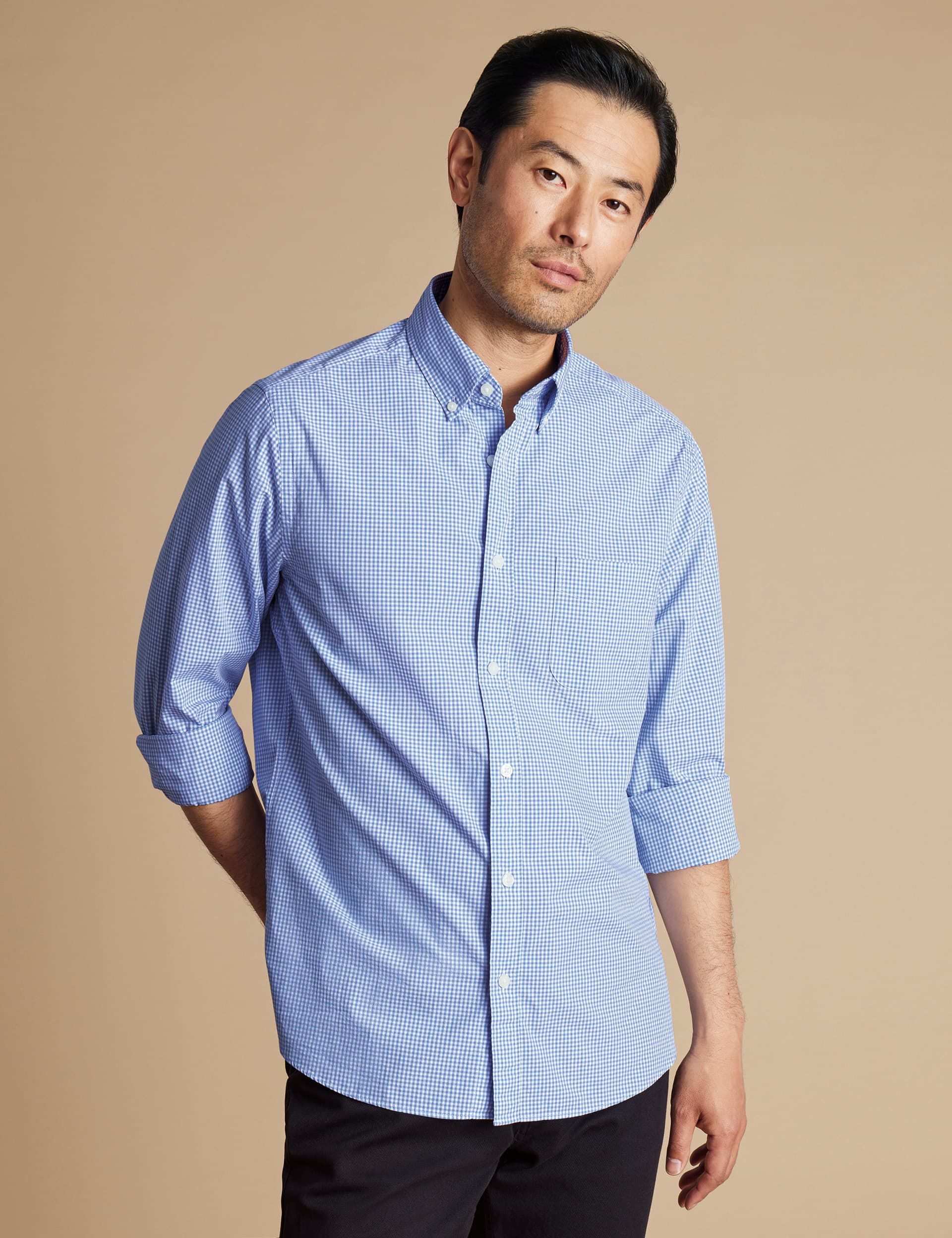 Charles Tyrwhitt Men's QT Slim Fit Non Iron Pure Cotton Shirt