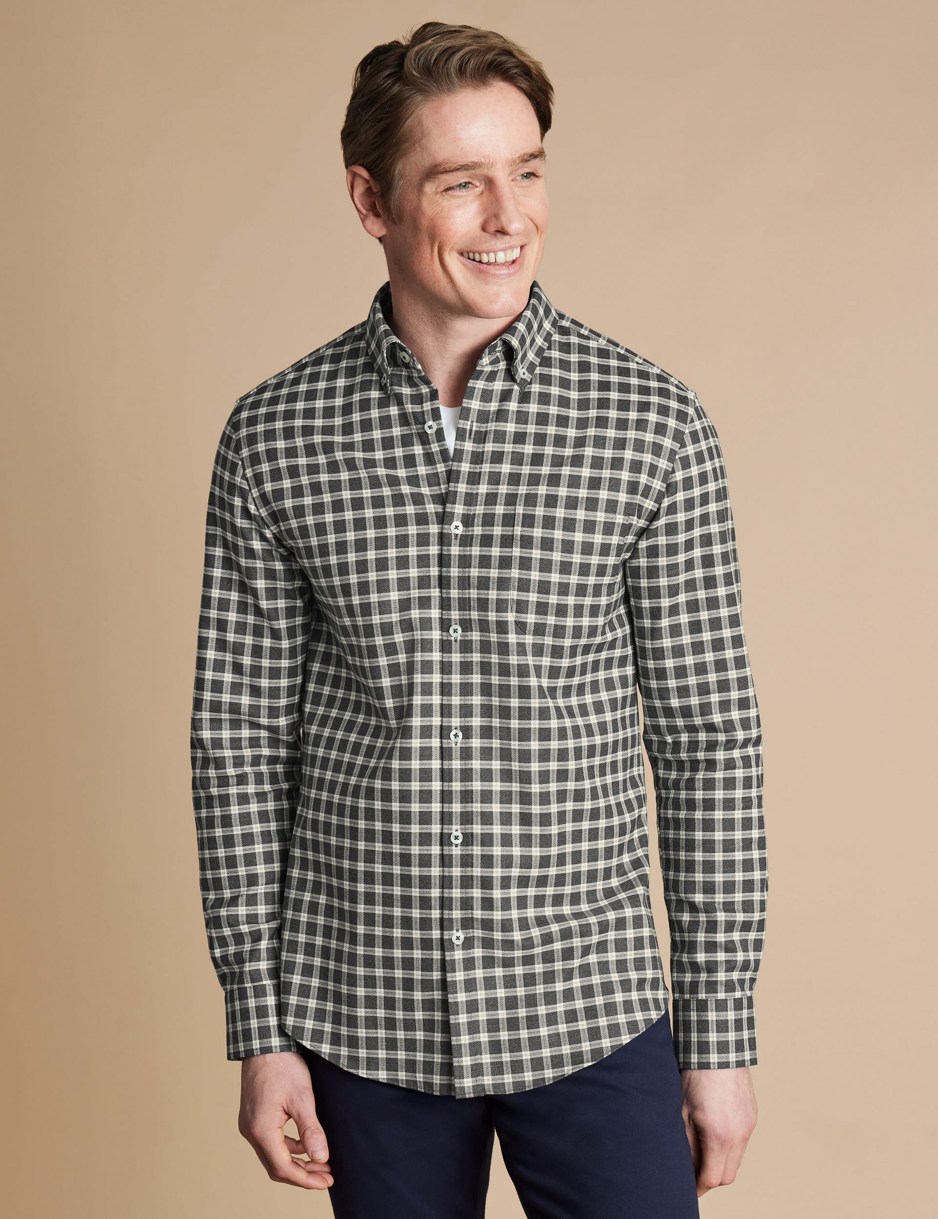 Charles Tyrwhitt Men's Slim Fit Non Iron Pure Cotton Check Shirt