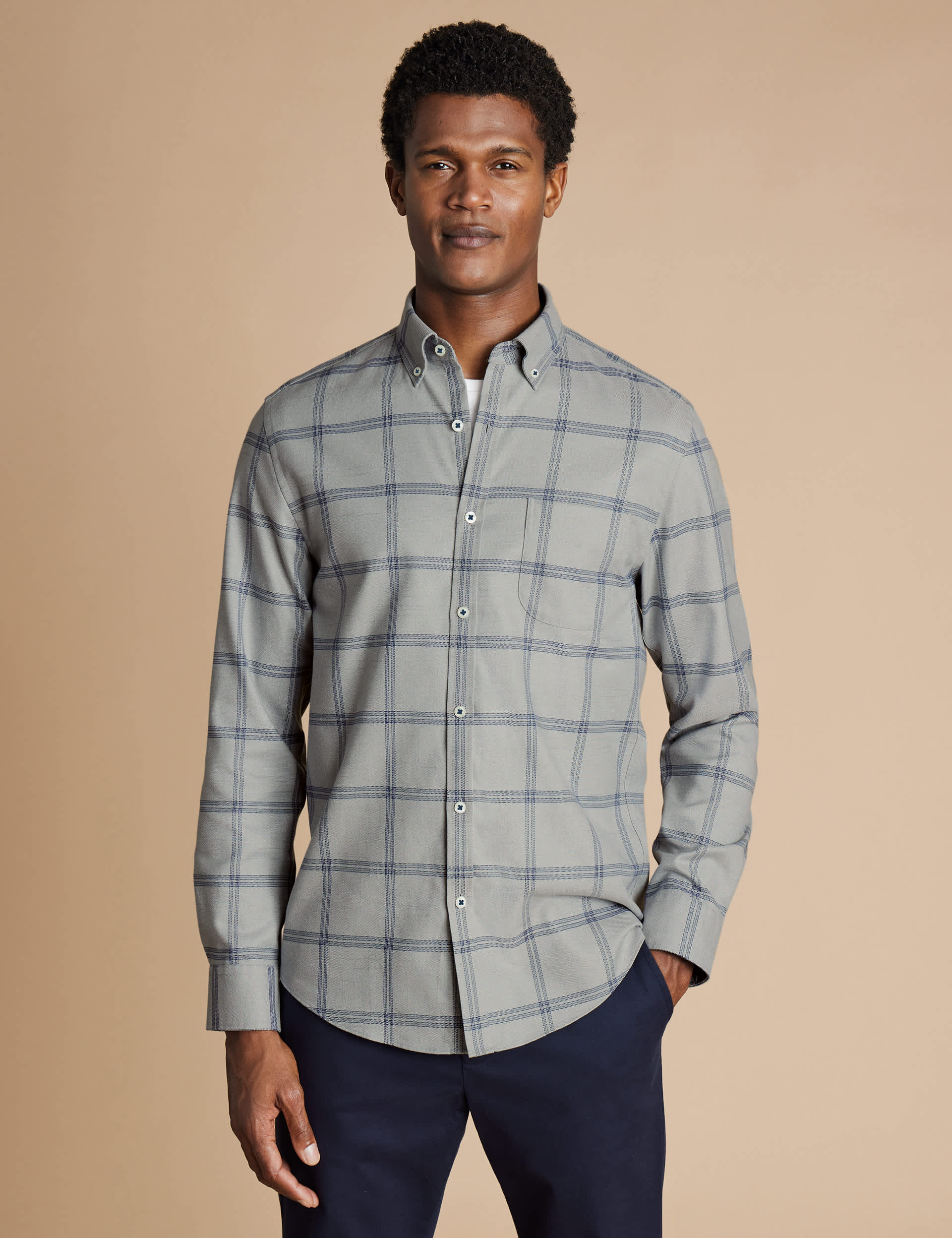 Charles Tyrwhitt Men's Slim Fit Non Iron Pure Cotton Twill Shirt
