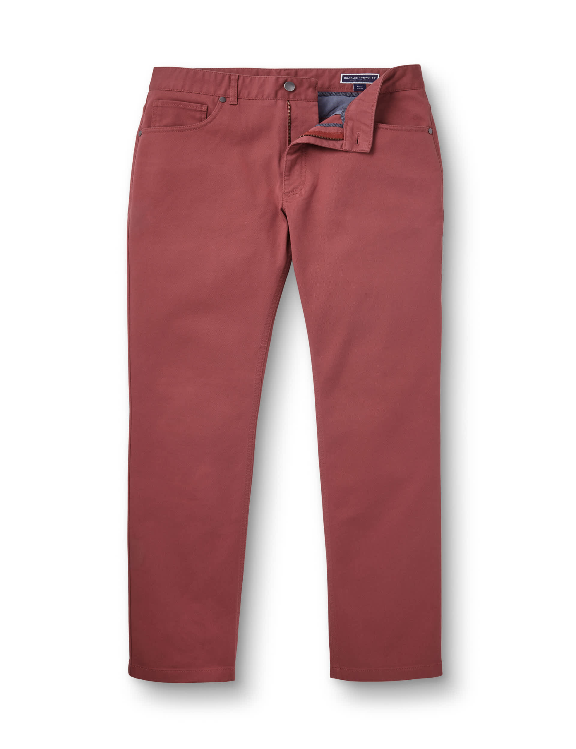 Charles Tyrwhitt Men's Regular Fit 5 Pocket Jeans - 3432 - Claret, Claret,Steel Blue,Taupe