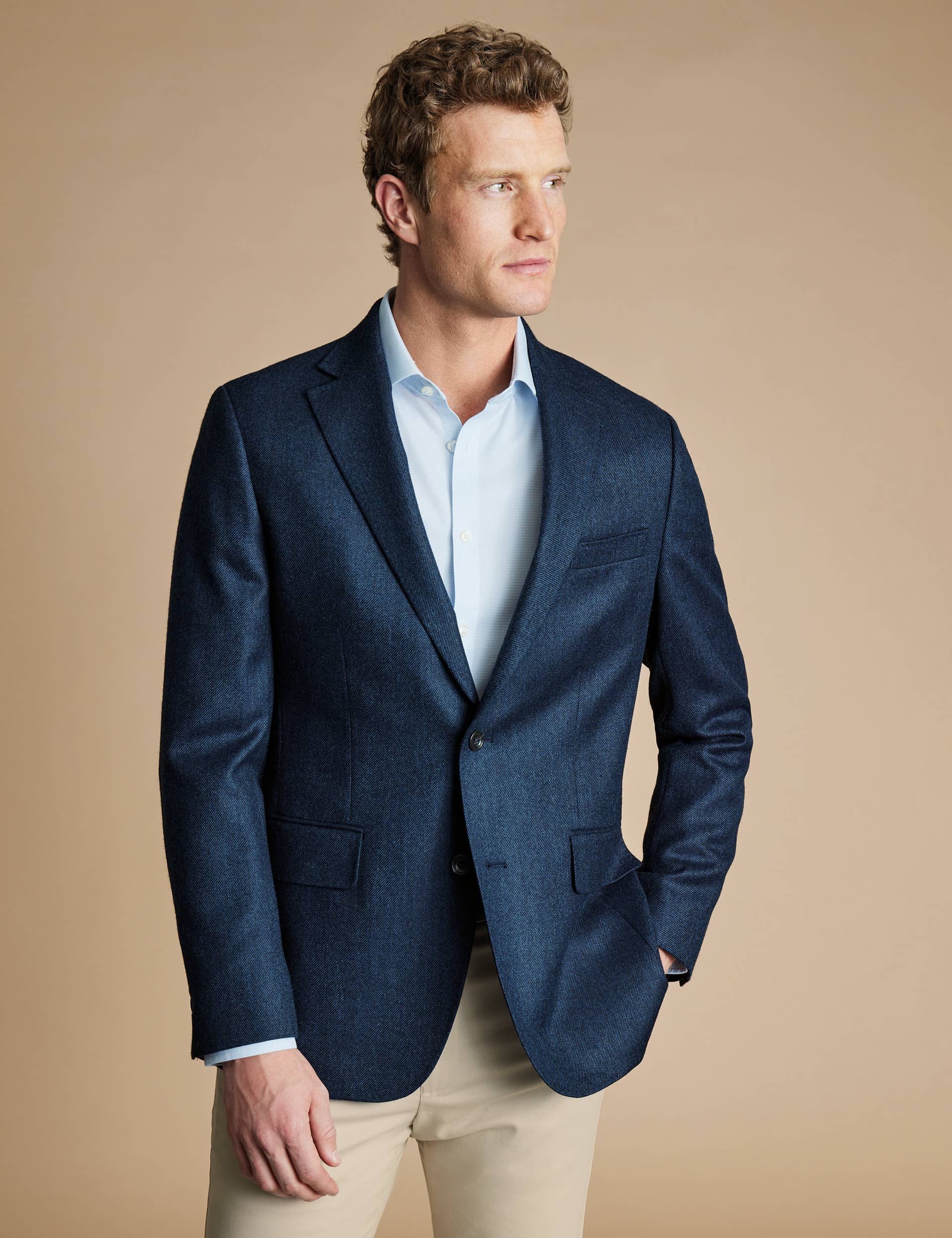 Charles Tyrwhitt Men's Slim Fit Pure Wool Twill Blazer
