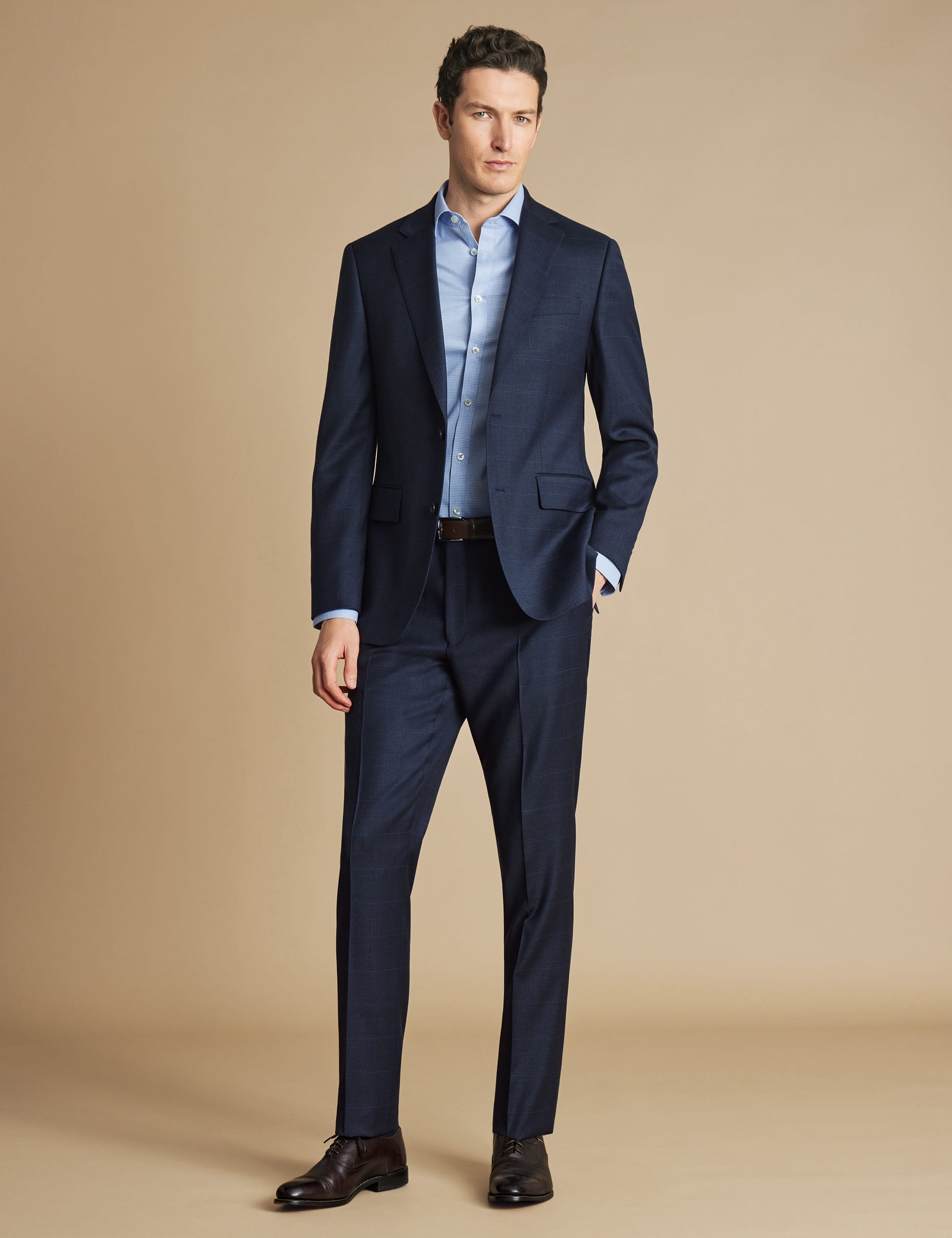 Charles Tyrwhitt Men's Slim Fit Wool Rich Check Suit Trousers