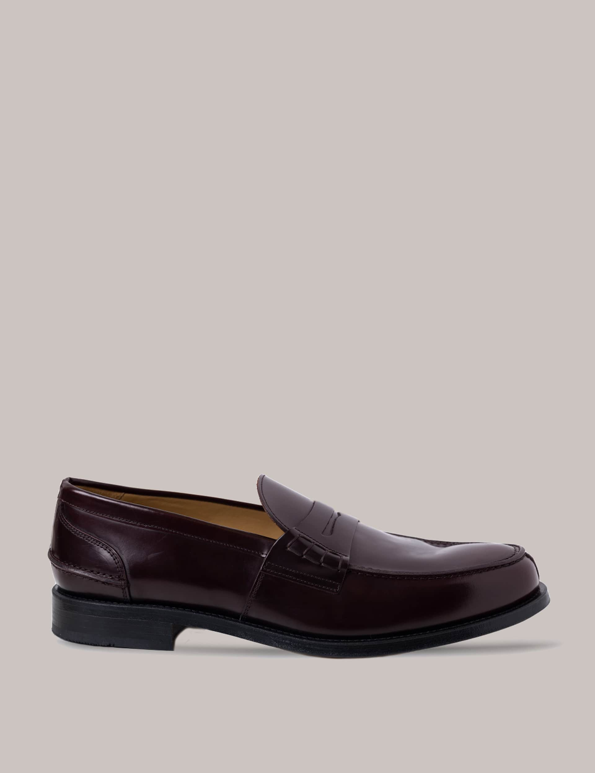 Hawes & Curtis Men's Formal Leather Slip-On Shoes - 10 - Burgundy, Burgundy