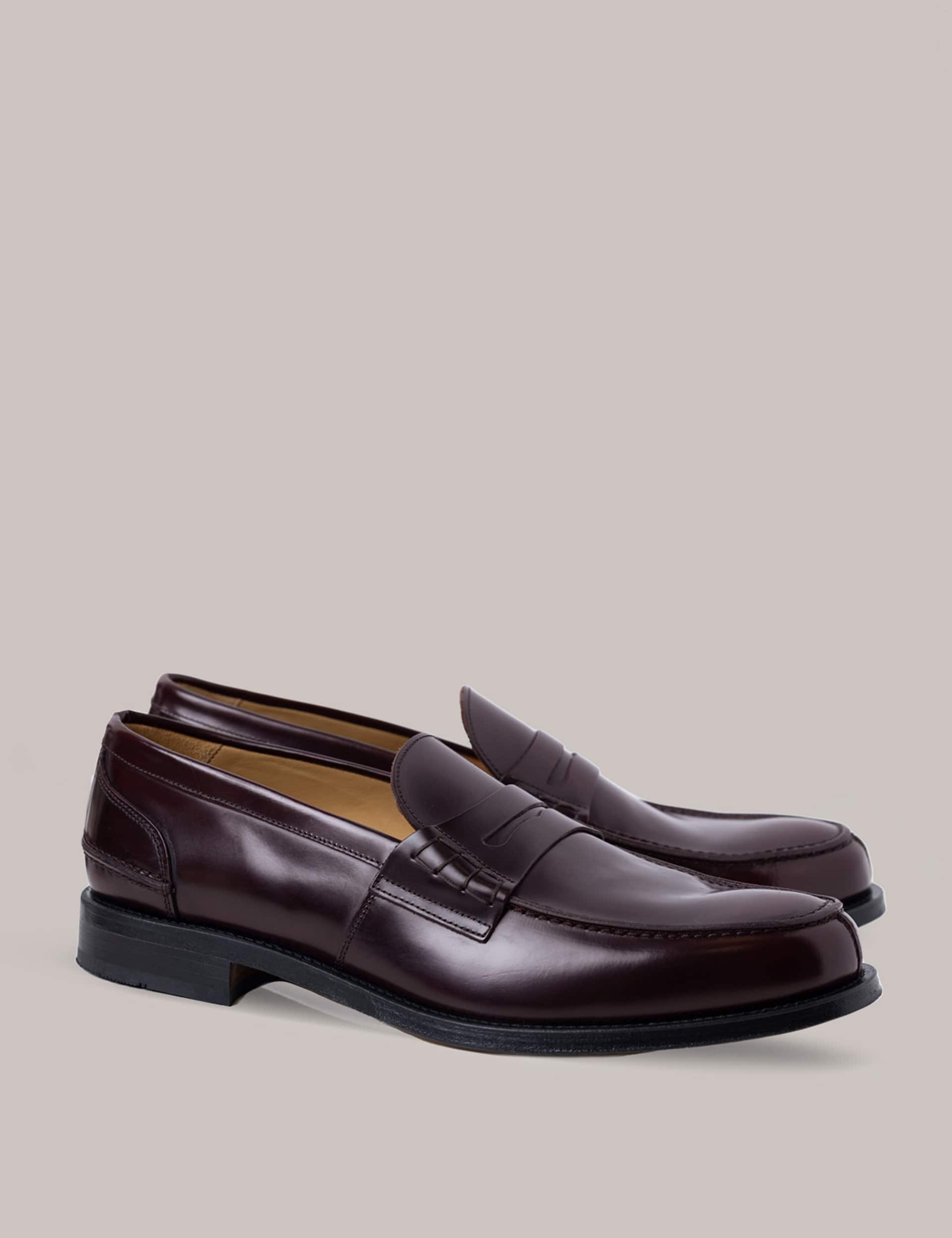 Hawes & Curtis Men's Formal Leather Slip-On Shoes - 10 - Burgundy, Burgundy