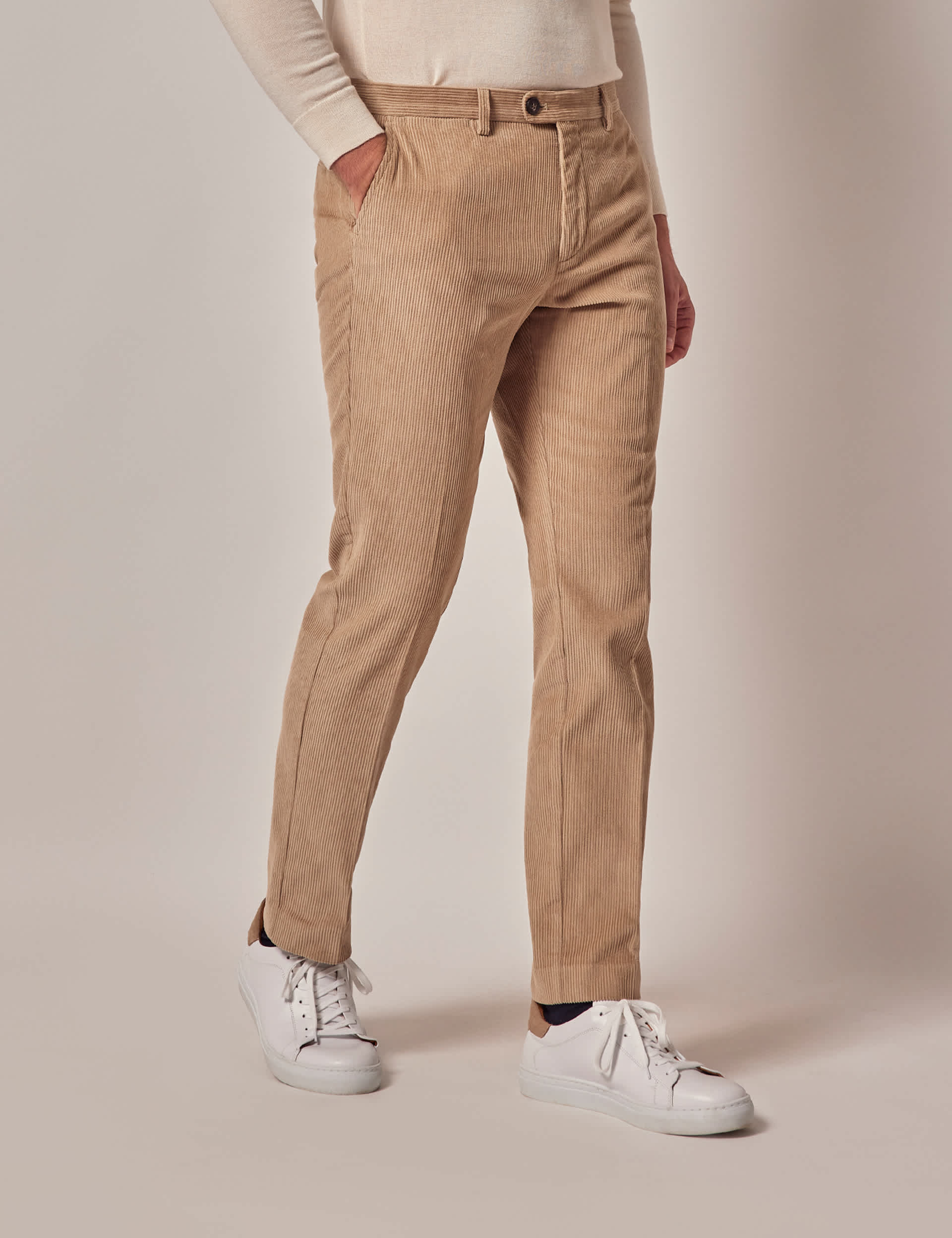 Hawes & Curtis Men's Regular Fit Corduroy Chinos - 3431 - Beige, Dark Brown,Navy,Beige