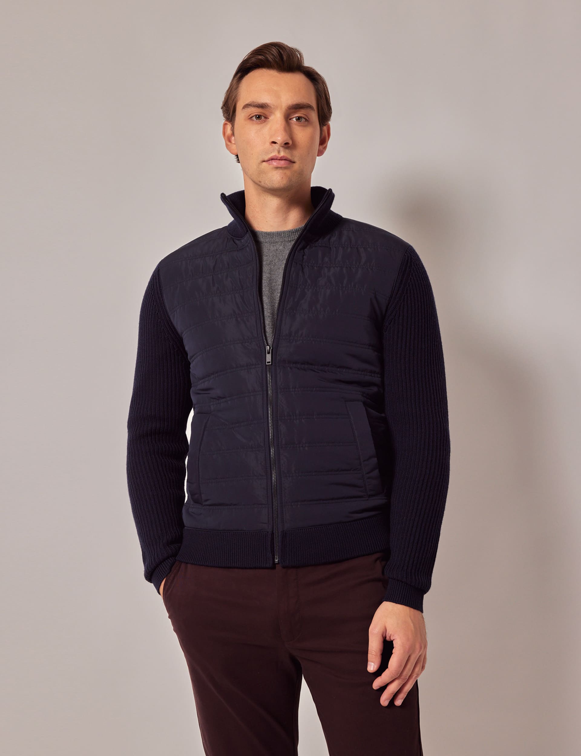 Hawes & Curtis Men's Zip Up Hybrid Jacket - M - Navy, Navy