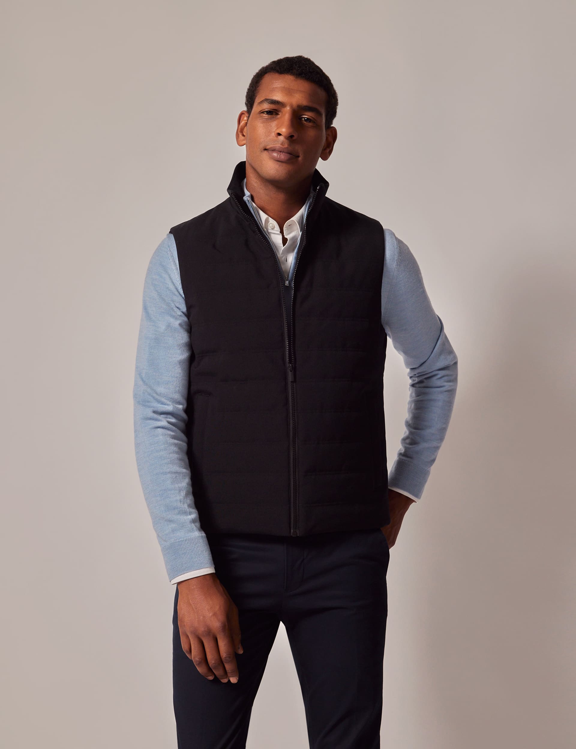 Hawes & Curtis Men's Quilted Gilet - XL - Black, Navy,Black