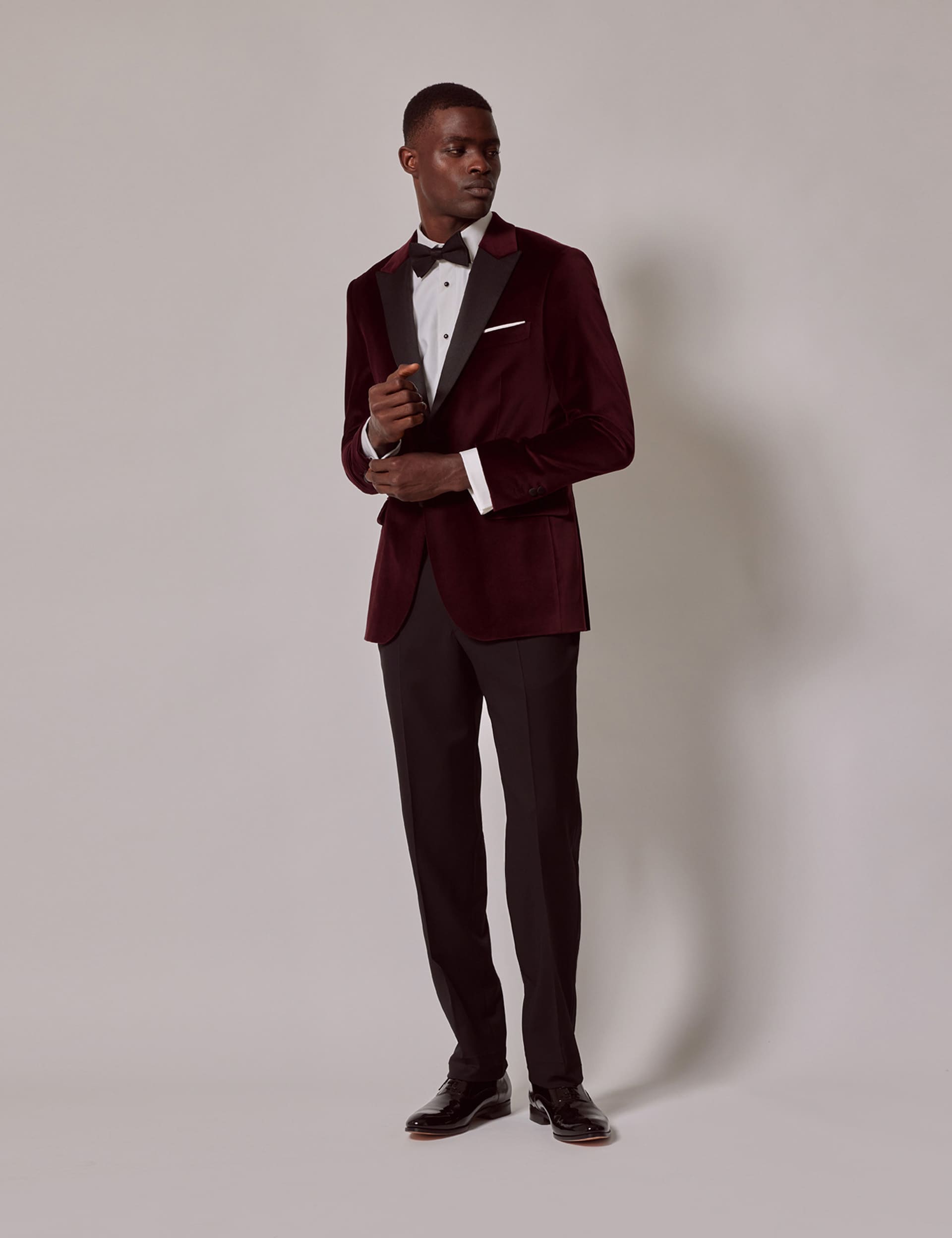 Hawes & Curtis Men's Cotton Rich Velvet Suit Jacket - 38REG - Burgundy, Burgundy,Navy