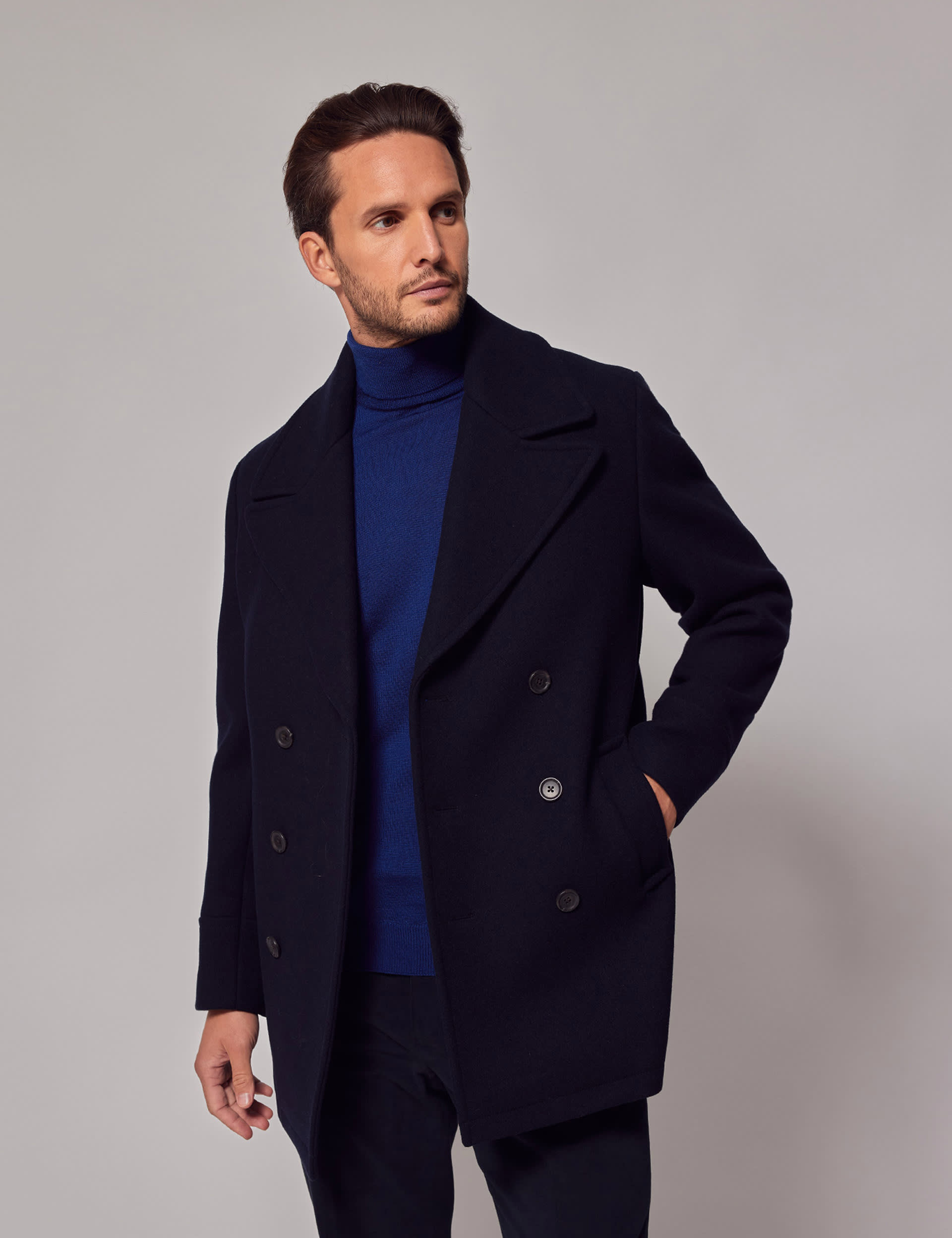 Hawes & Curtis Men's Pure Wool Peacoat - 42REG - Navy, Navy