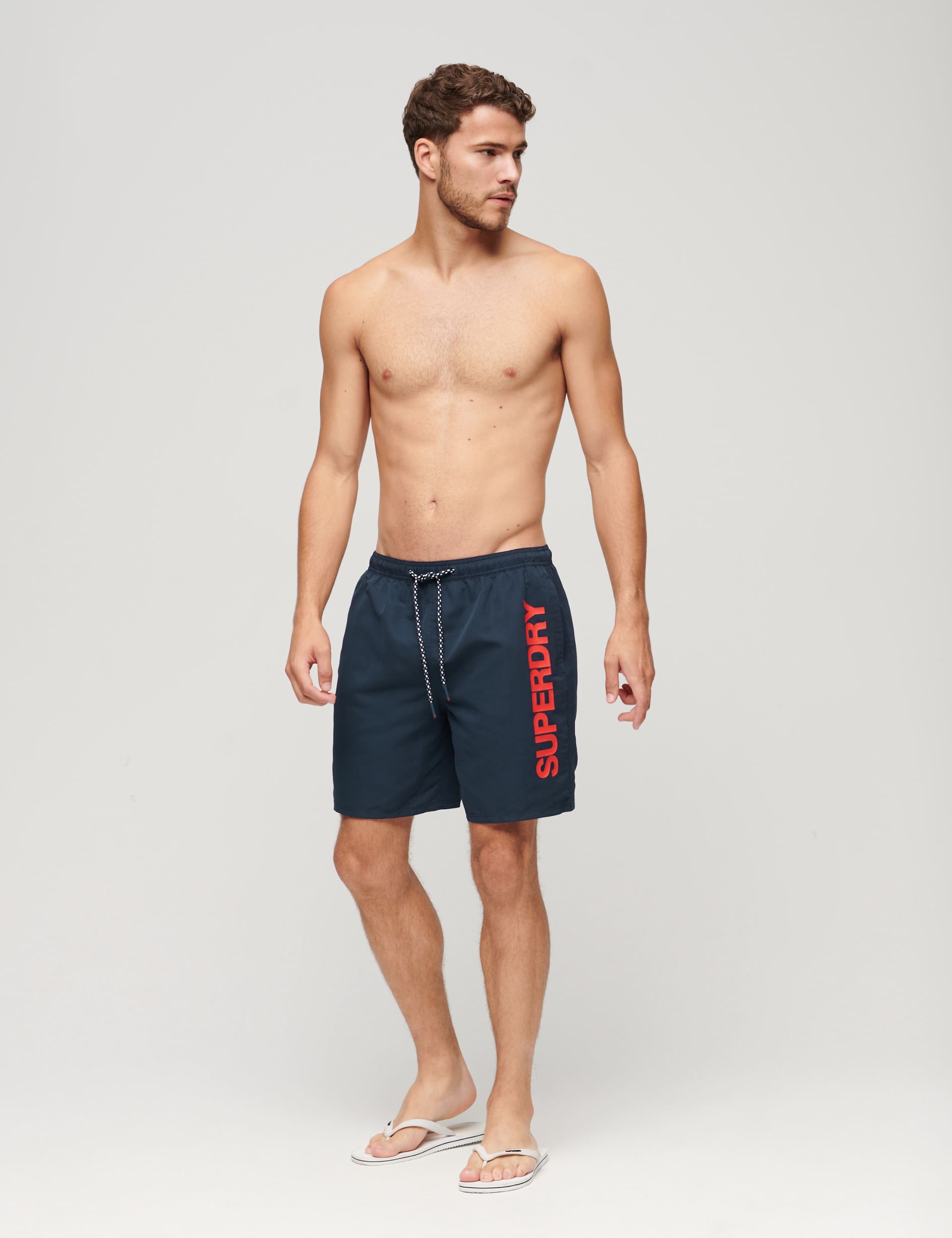 Superdry Men's Logo Swim Shorts - Navy, Red,Navy