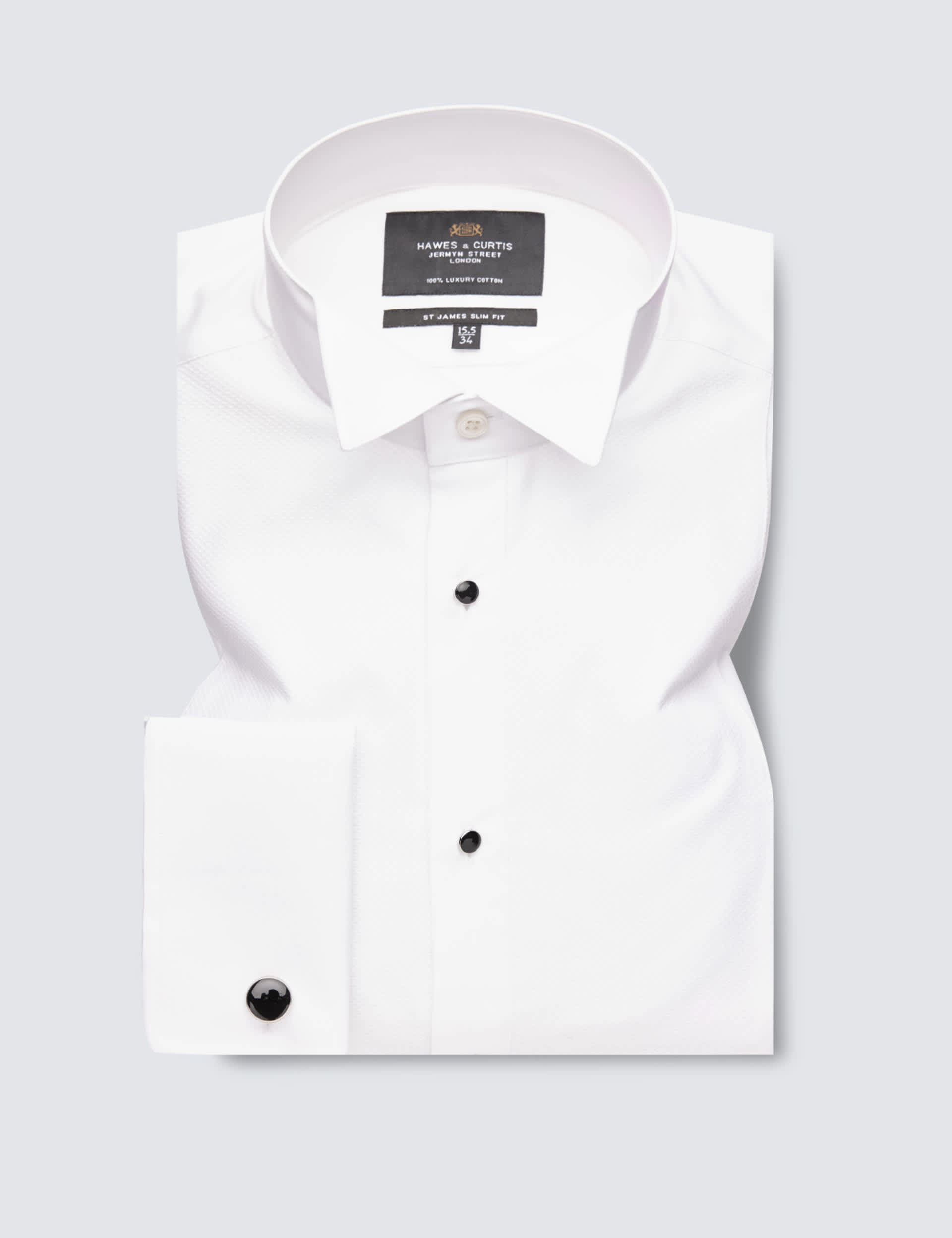 Hawes & Curtis Men's Slim Fit Easy Iron Pure Cotton Shirt - 1634 - White, White