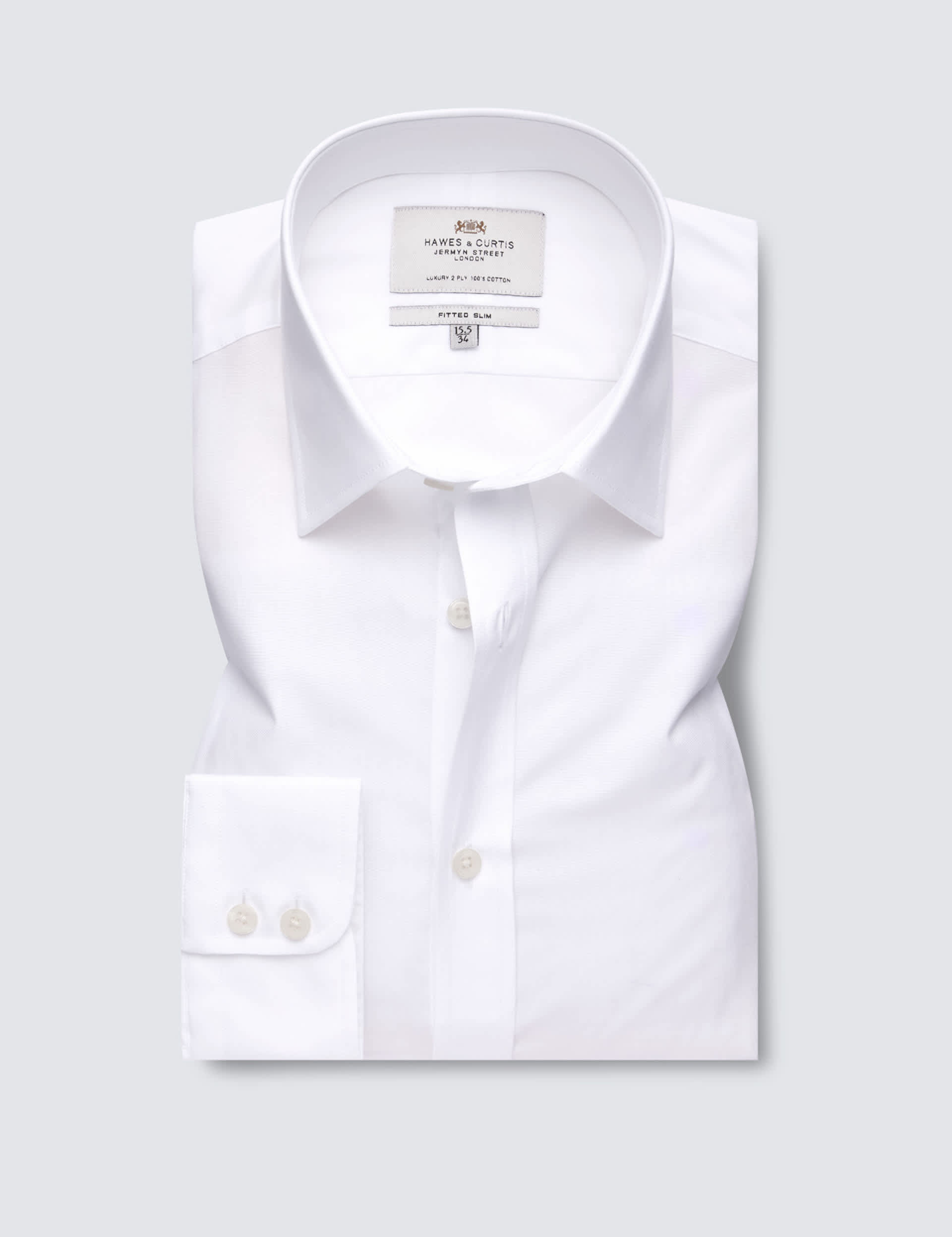 Hawes & Curtis Men's Fitted Slim Easy Iron Pure Cotton Shirt