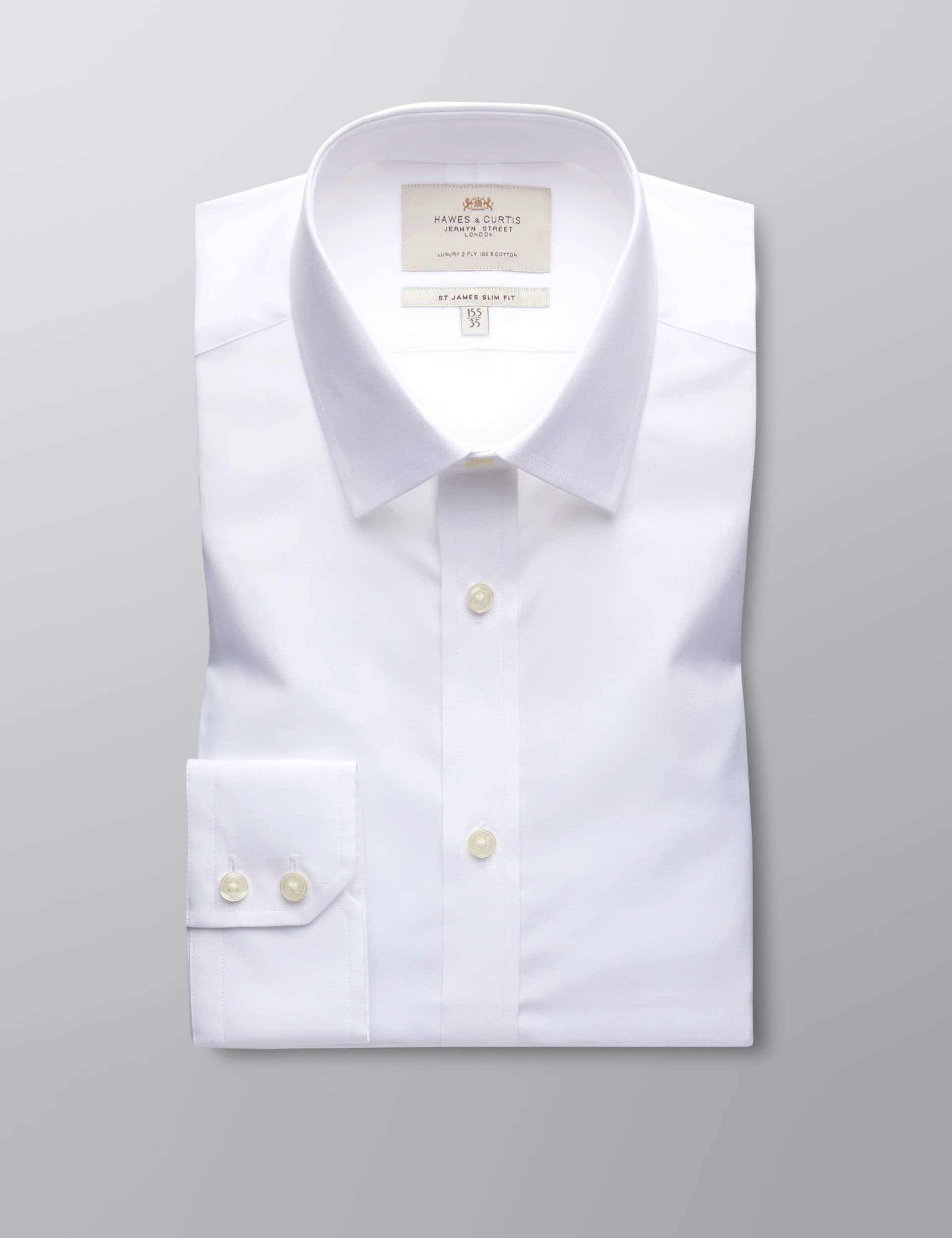 Hawes & Curtis Men's Slim Fit Easy Iron Pure Cotton Shirt - 16.536 - White, White