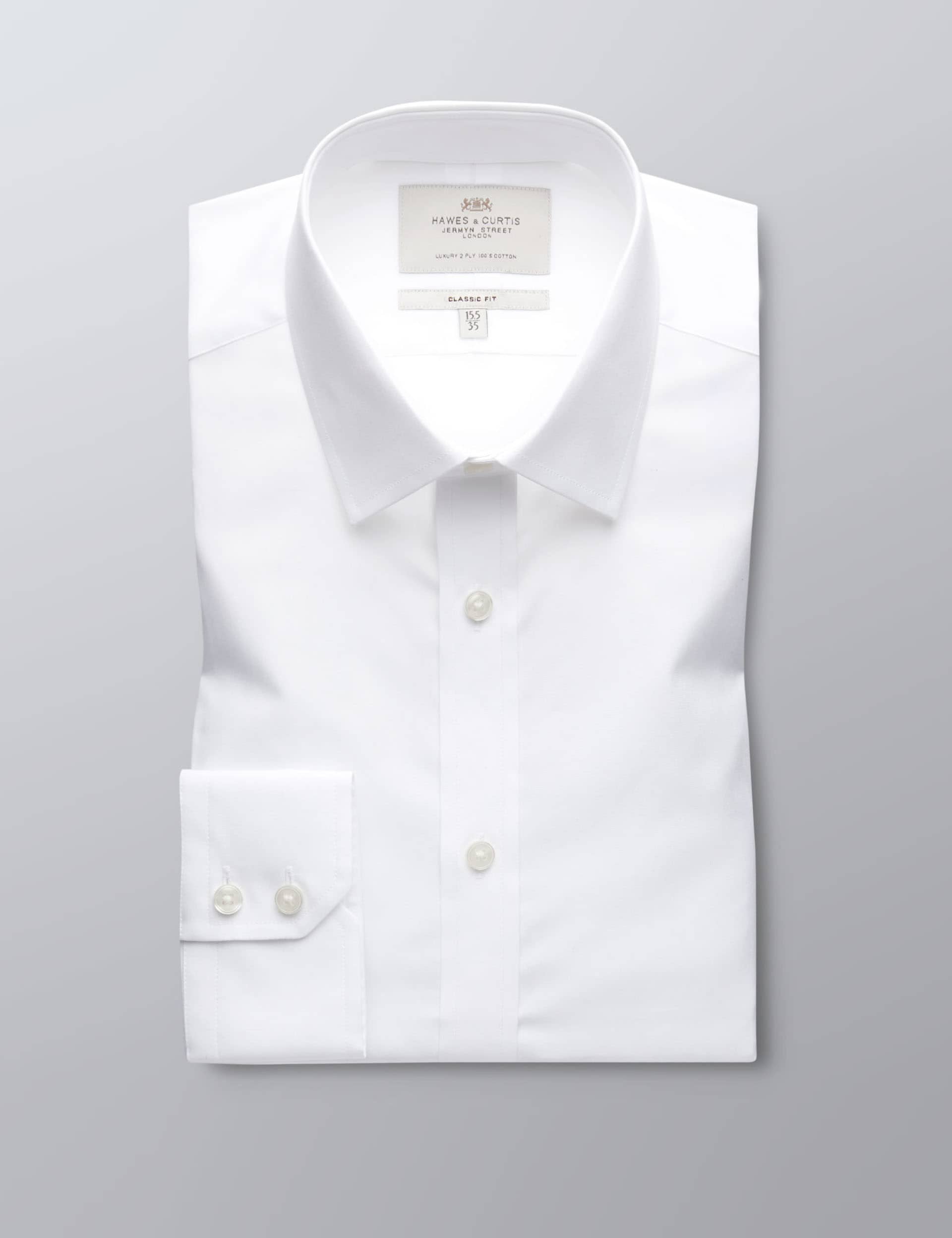 Hawes & Curtis Men's Classic Fit Easy Iron Pure Cotton Shirt - 16.534 - White, White