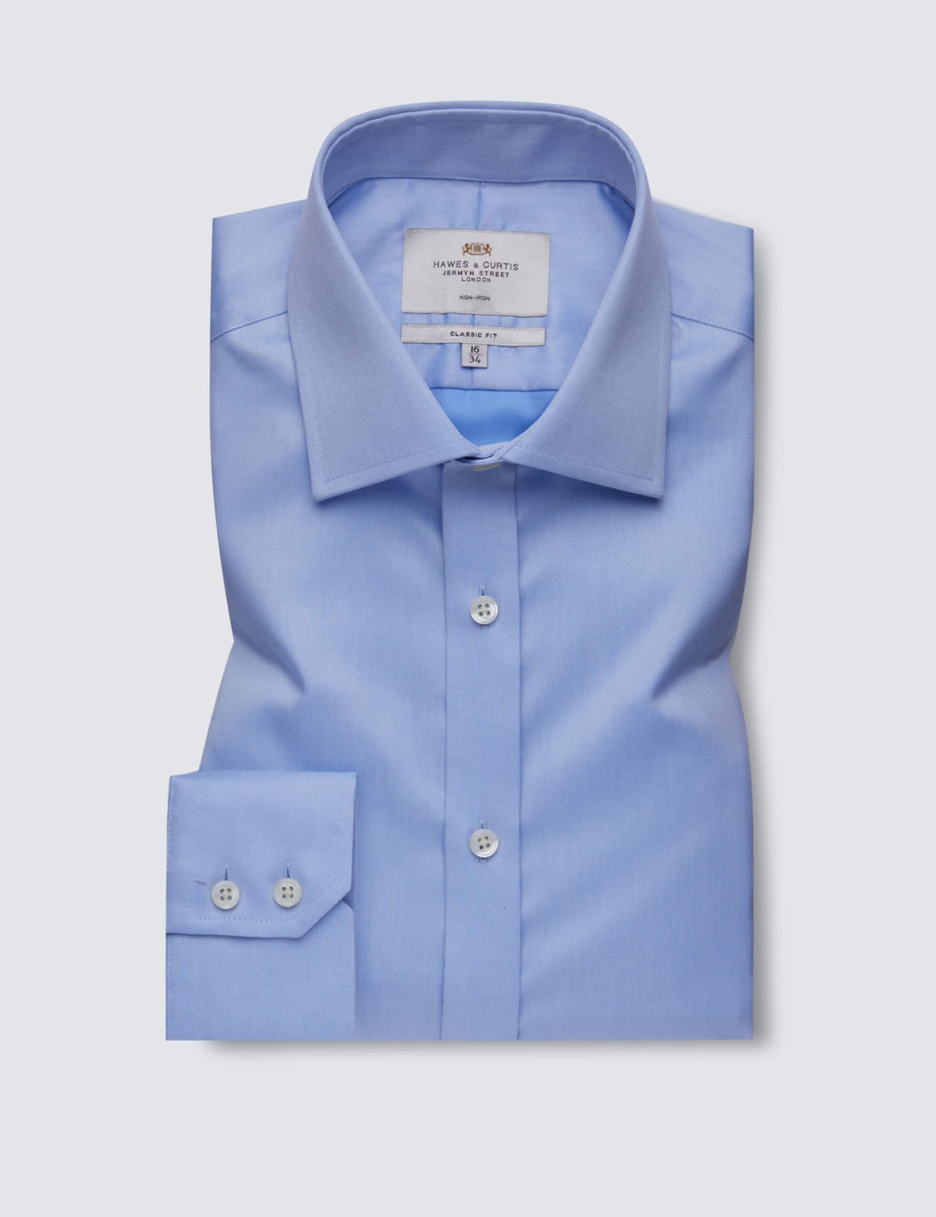Hawes & Curtis Men's Classic Fit Non Iron Pure Cotton Twill Shirt