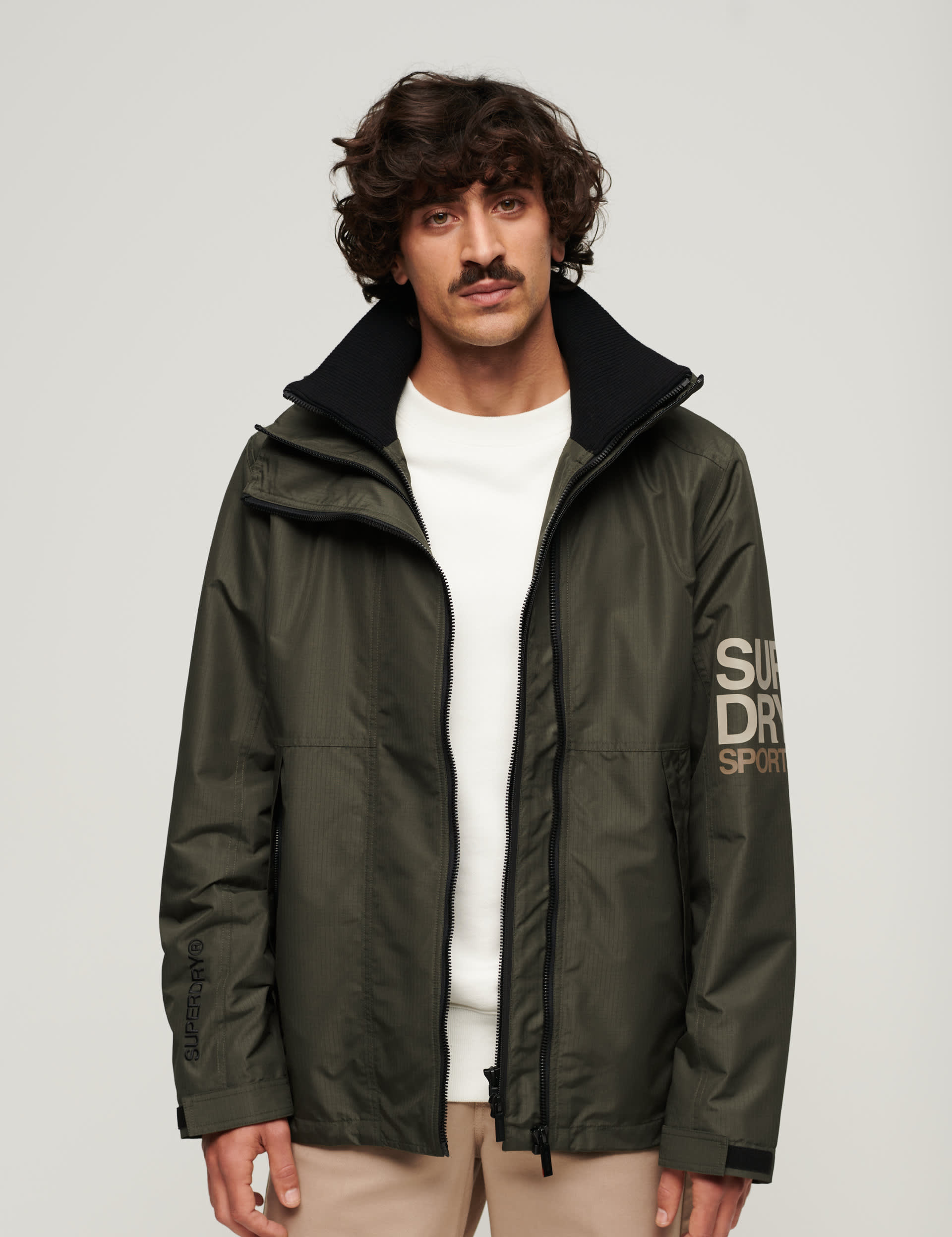 Superdry Men's Hooded Windbreaker Jacket - M - Khaki, Khaki