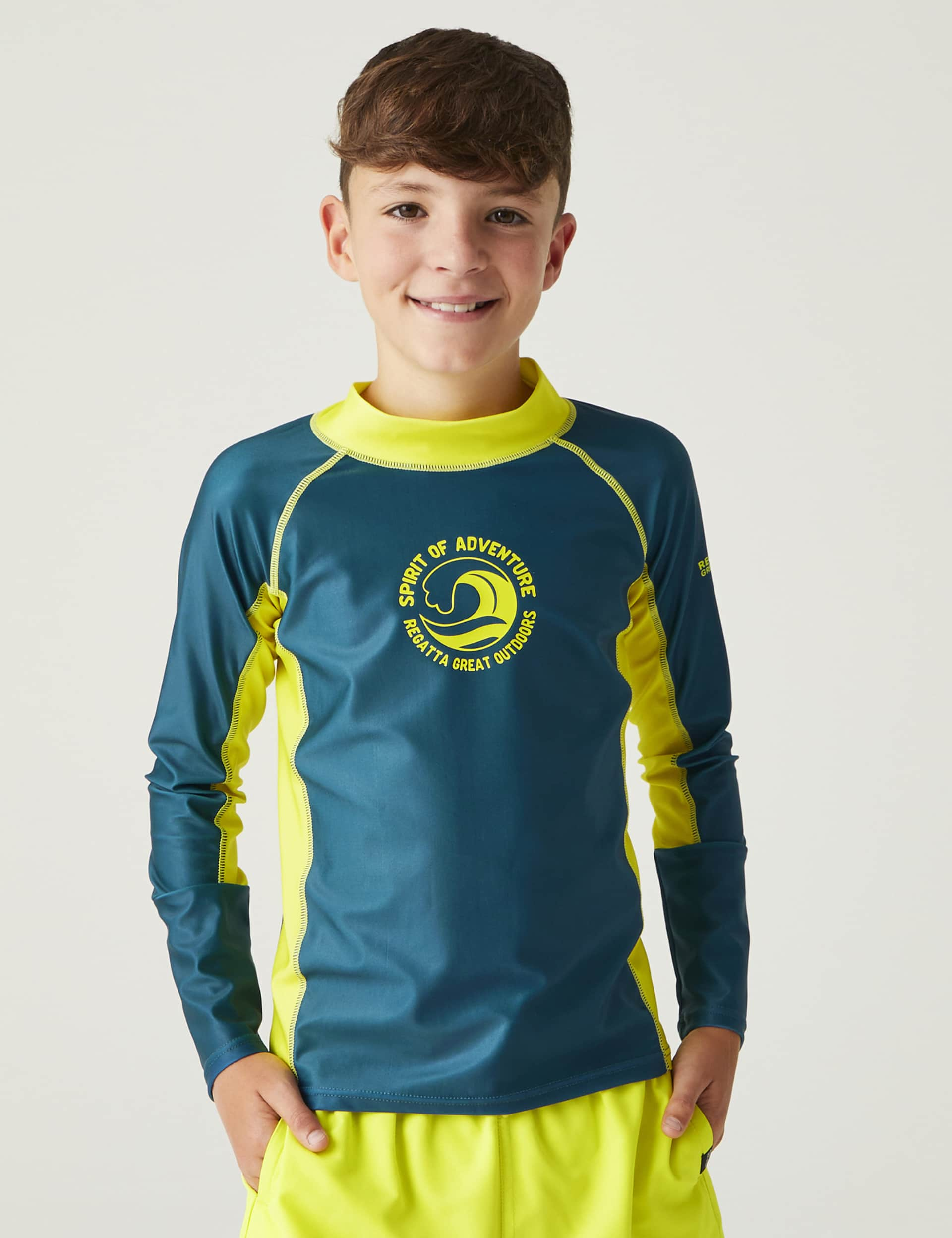 Regatta Boys Hoku II Colourblock Rash Vest (3-14 Yrs) - 3-4 Y - Blue Mix, Blue Mix