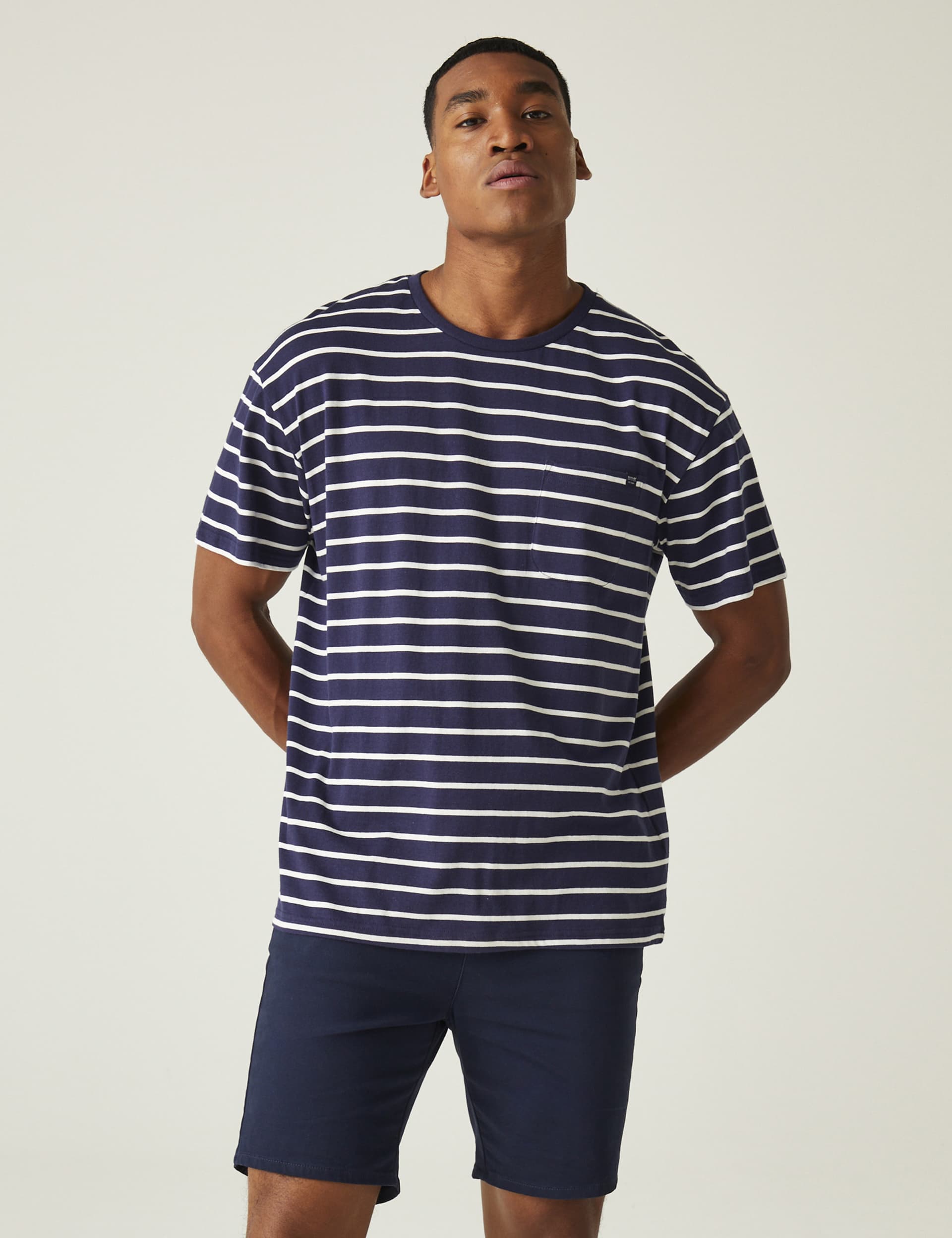 Regatta Men's Shorebay Tee II Pure Cotton Striped T-Shirt - XXXL - Navy Mix, Navy Mix