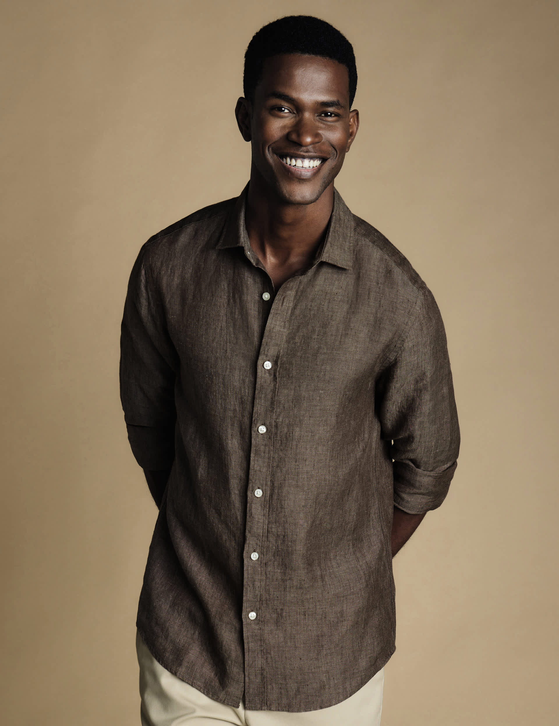 Charles Tyrwhitt Men's Slim Fit Pure Linen Shirt