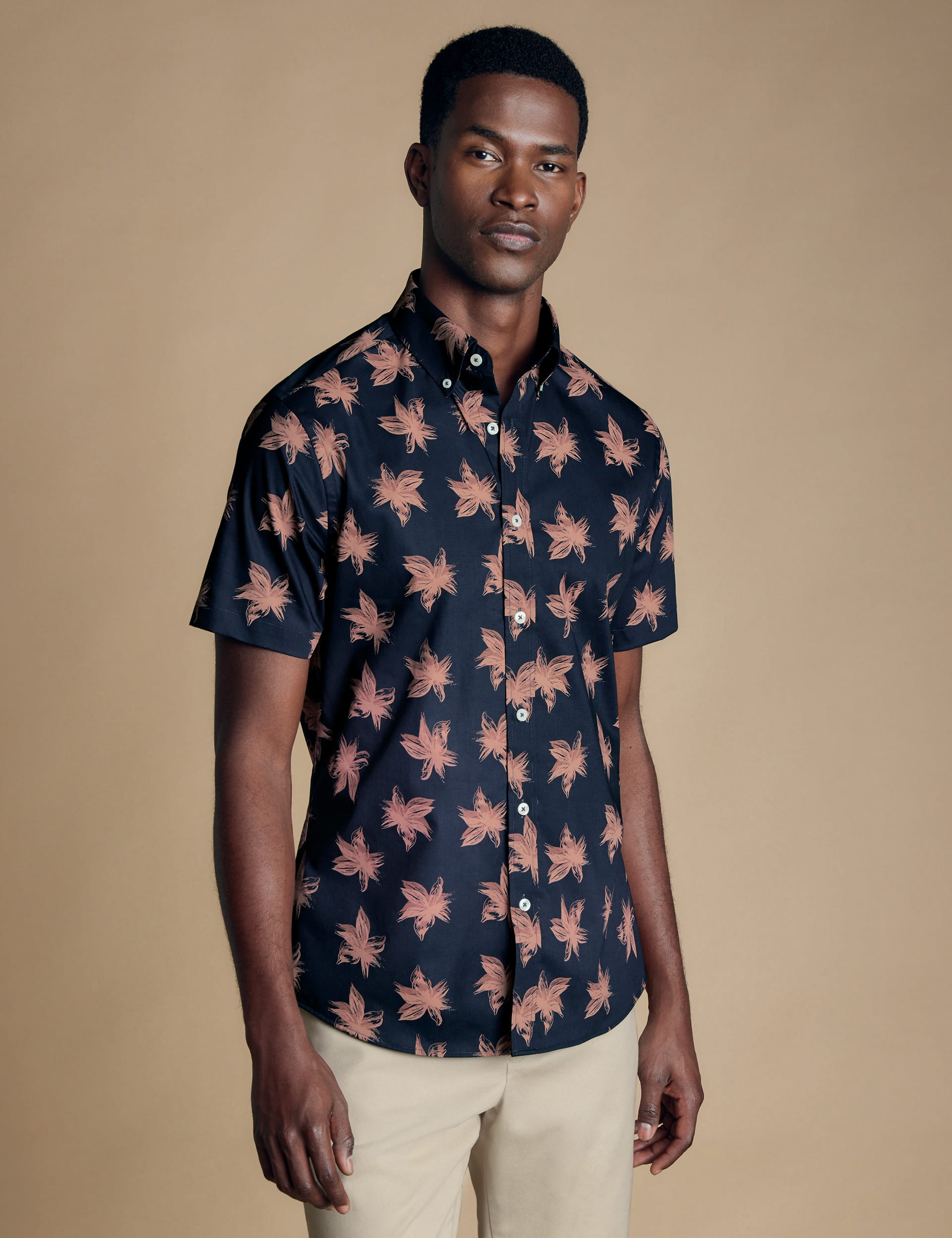 Charles Tyrwhitt Men's Slim Fit Non Iron Pure Cotton Floral Shirt