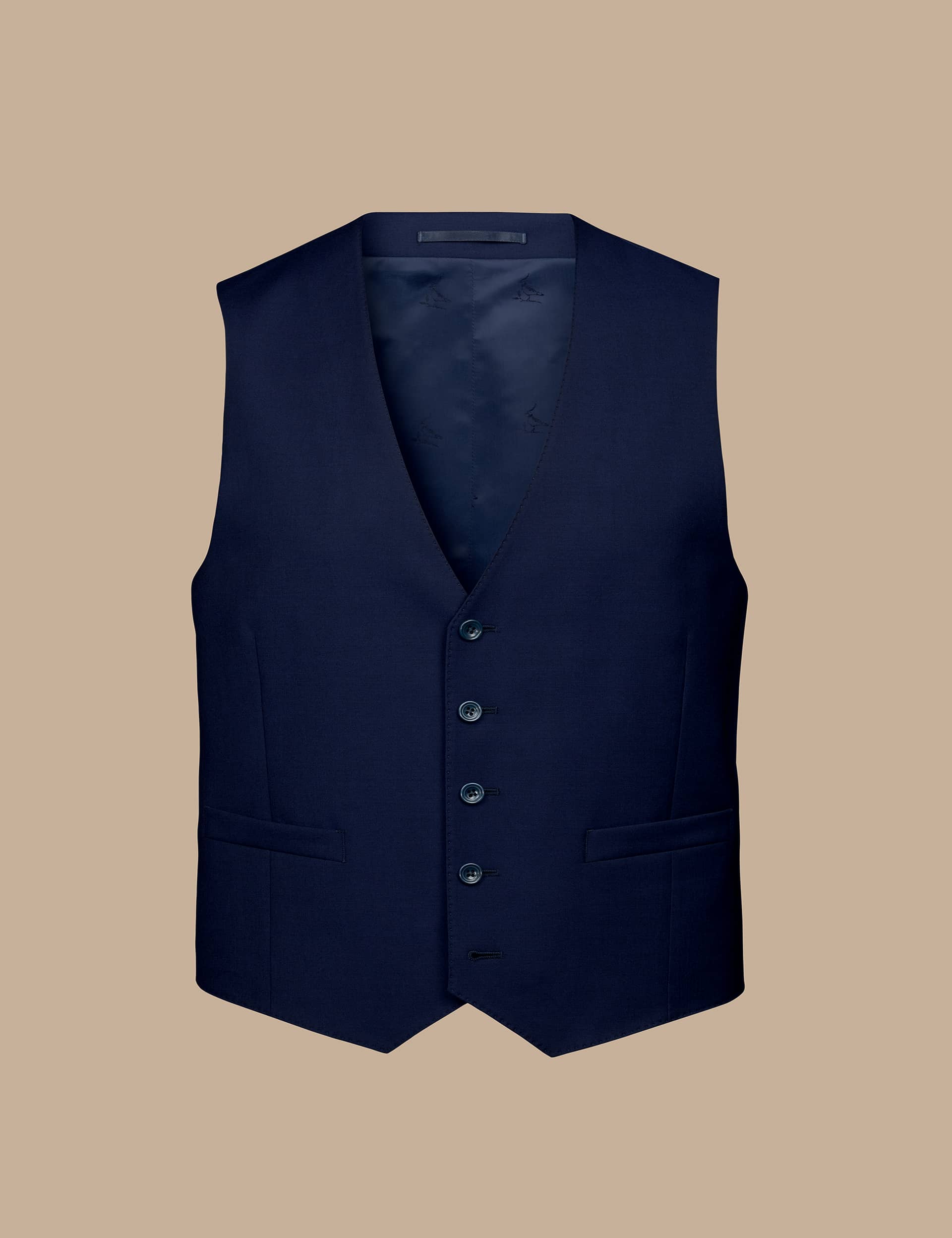 Charles Tyrwhitt Men's Wool Rich Waistcoat - 44REG - Dark Navy, Dark Navy