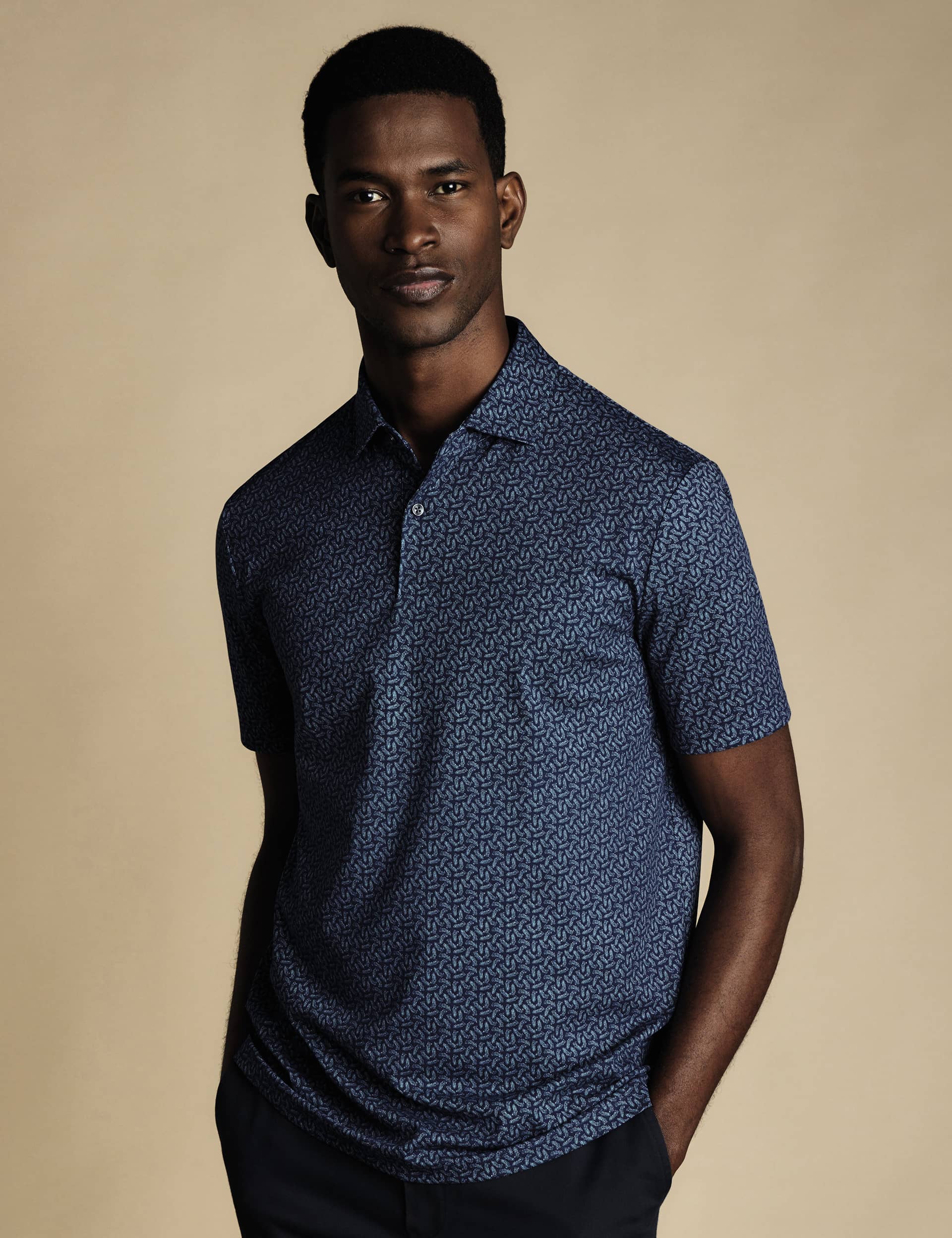 Charles Tyrwhitt Men's Cotton Rich Pattern Polo Shirt
