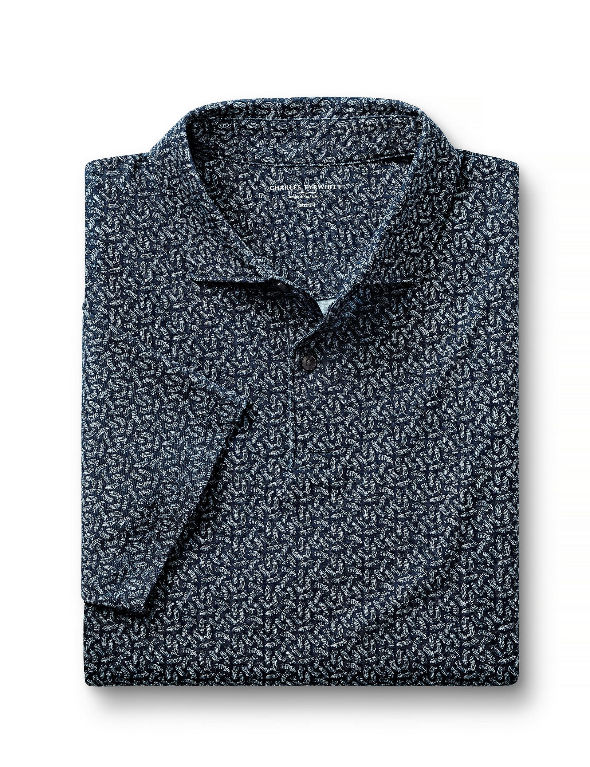 Charles Tyrwhitt Men's Cotton Rich Pattern Polo Shirt - Blue Mix, Blue Mix