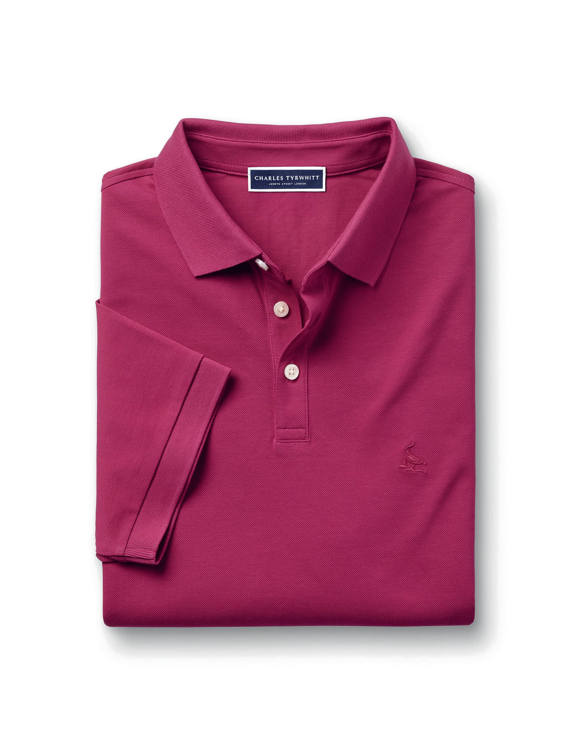 Charles Tyrwhitt Men's Cotton Rich Pique Polo Shirt - XXL - Bright Pink, Bright Pink