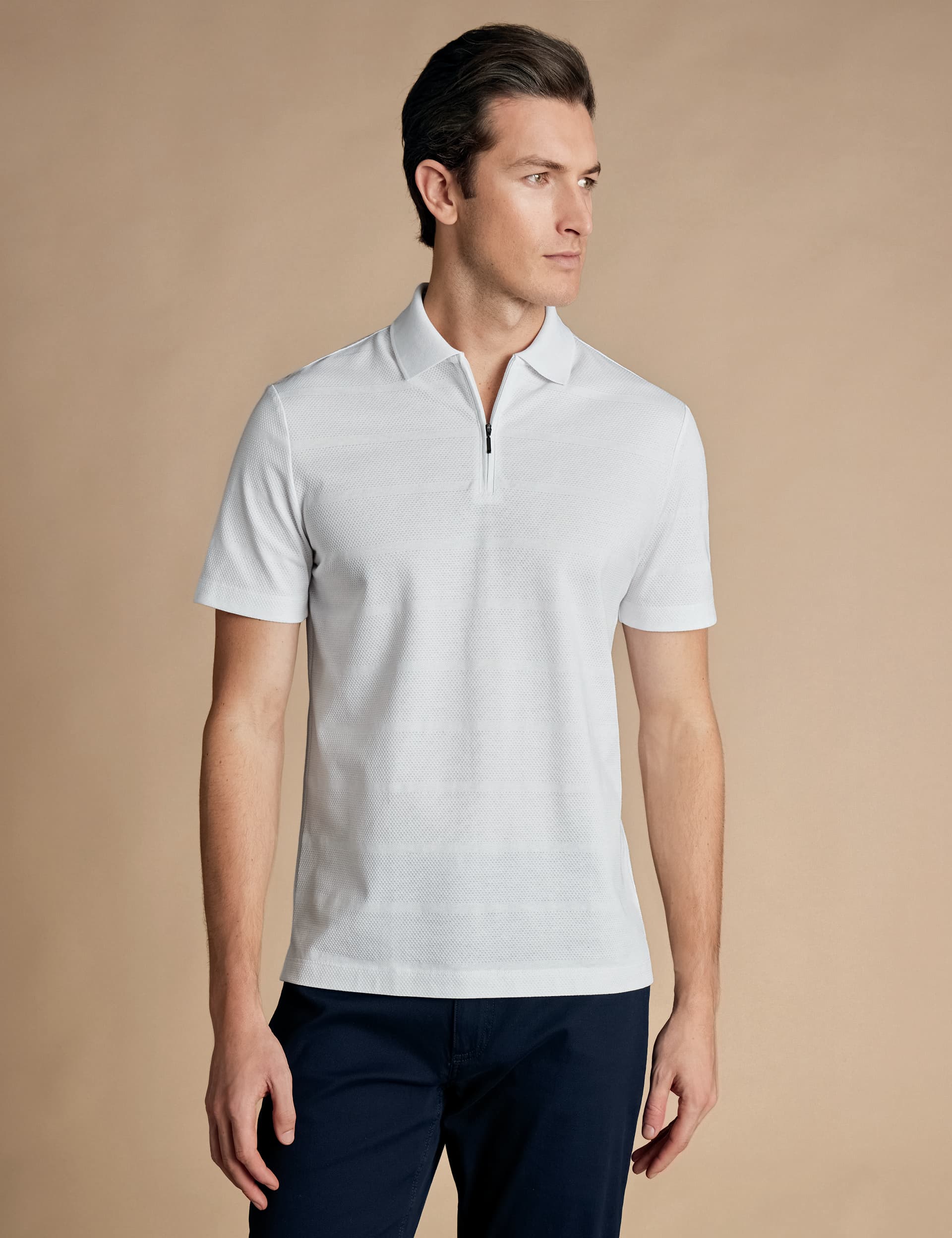 Charles Tyrwhitt Men's Pure Cotton Textured Polo Shirt