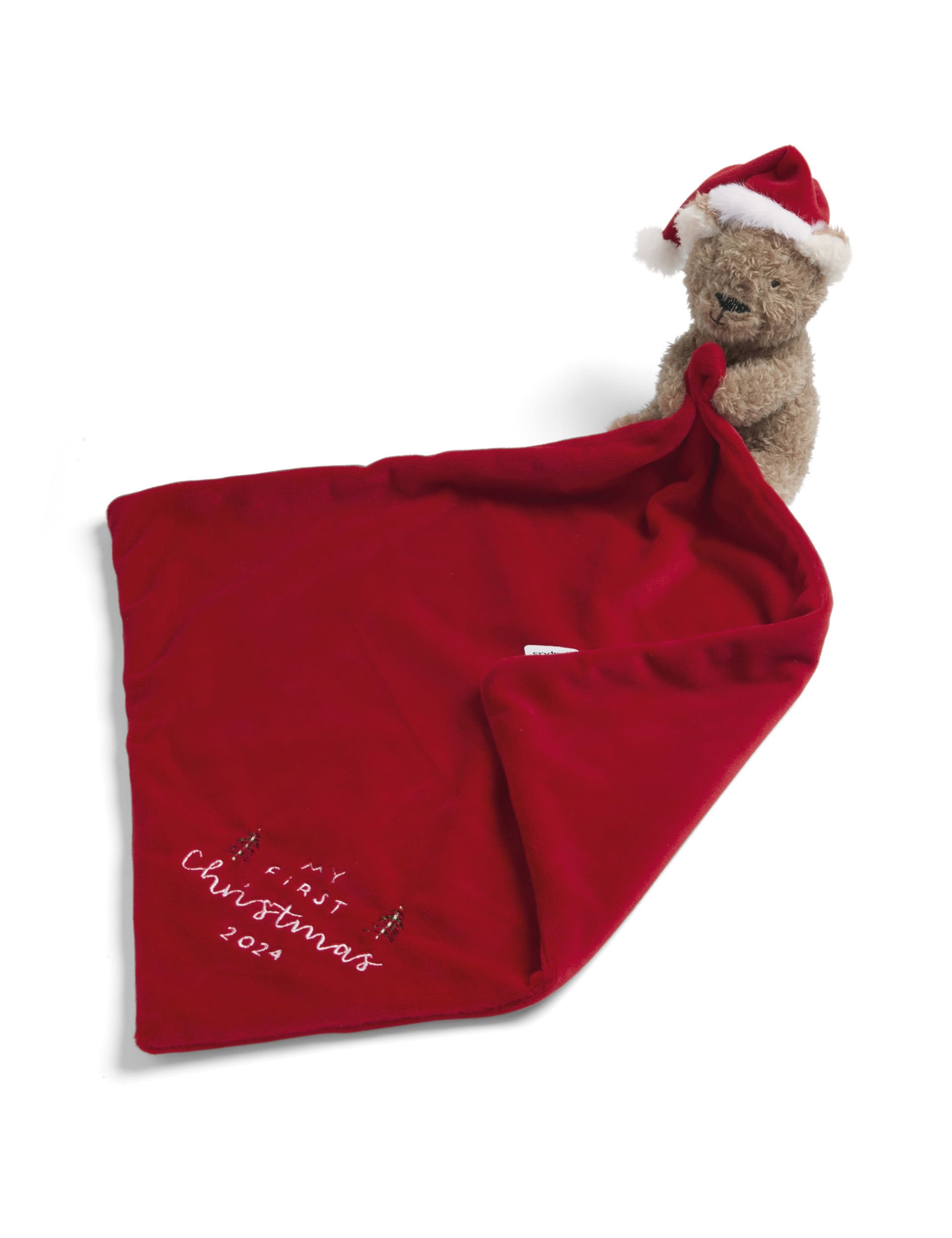 Mamas & Papas My First Christmas Bear Comforter (0+ Mths) - Red, Red