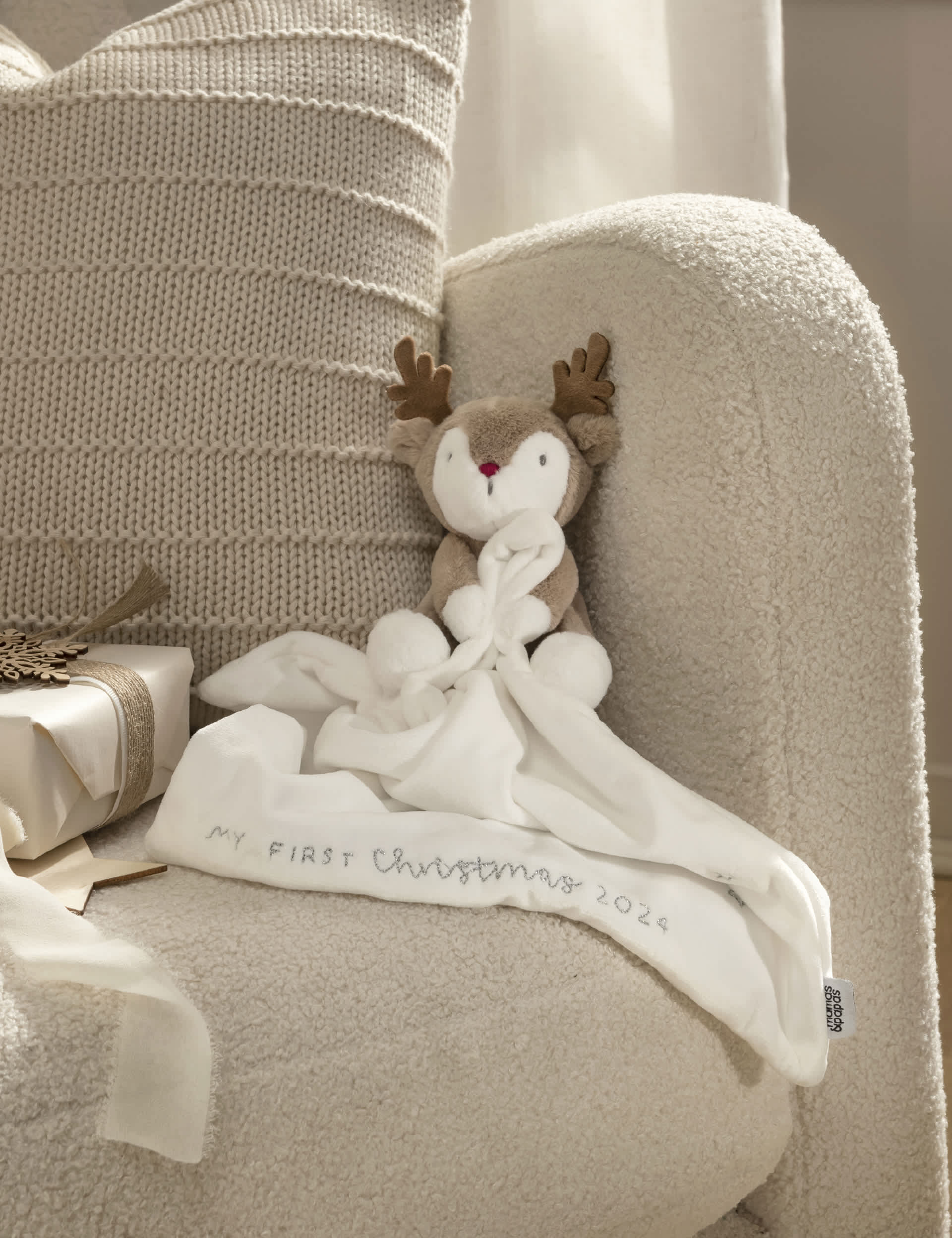 Mamas & Papas My First Christmas Reindeer Comforter (0+ Mths) - White, White