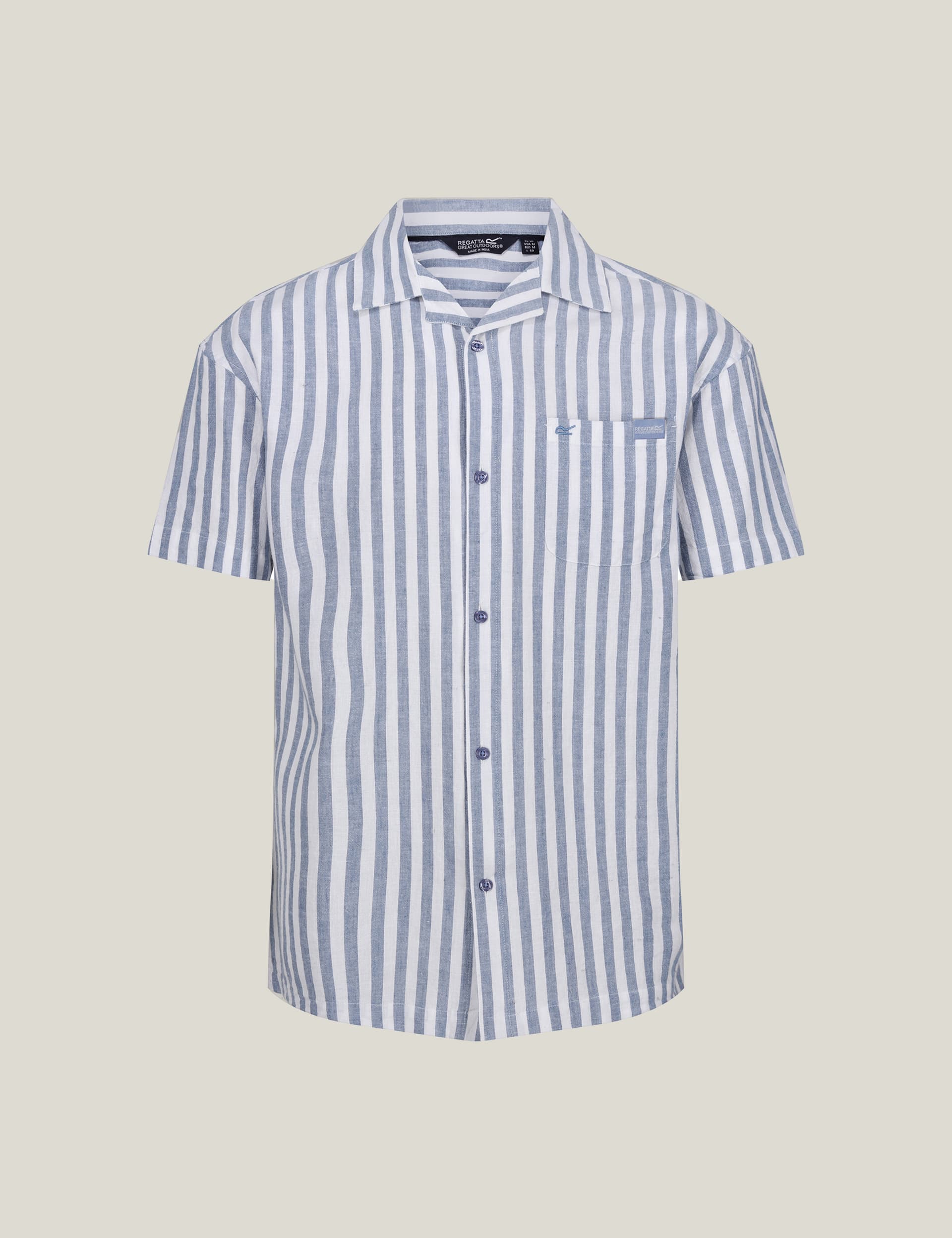 Regatta Men's ShoreBay II Cotton Rich Striped Shirt - M - Blue Mix, Blue Mix