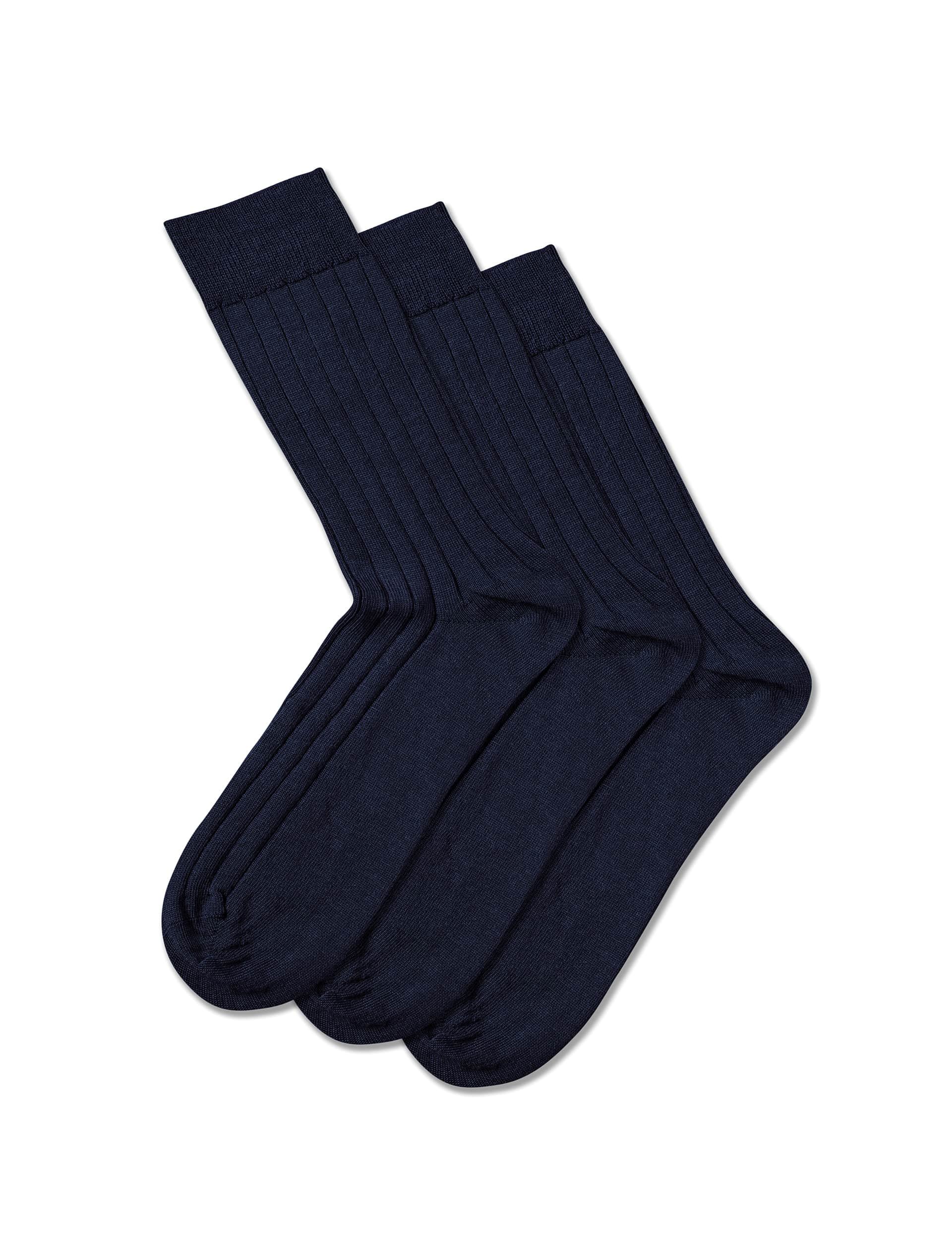 Charles Tyrwhitt Men's 3pk Merino Wool Blend Socks - Blue, Black,Blue