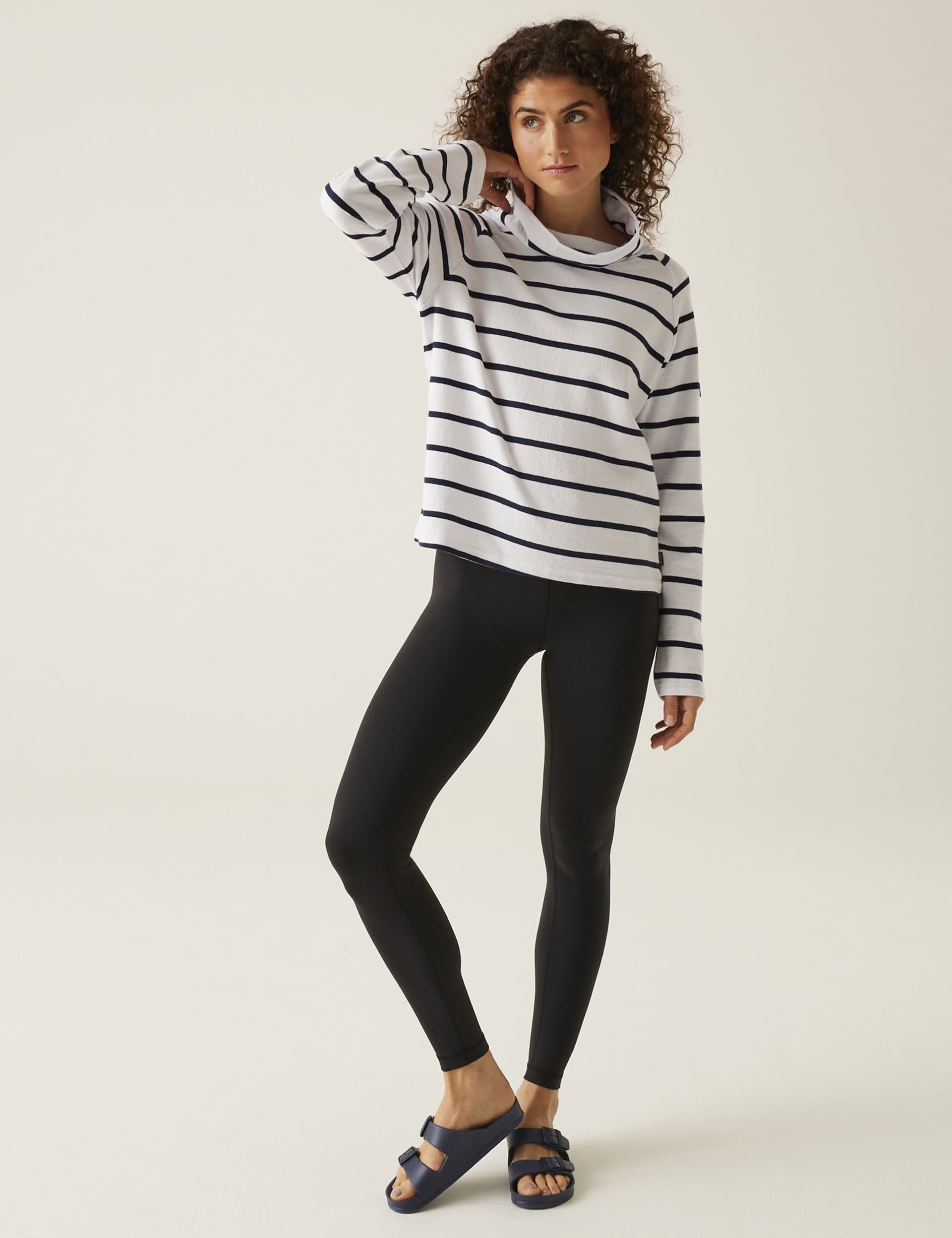 Regatta Women's Havendo Cotton Rich Striped Relaxed Jumper - 18 - White Mix, Navy Mix,White Mix