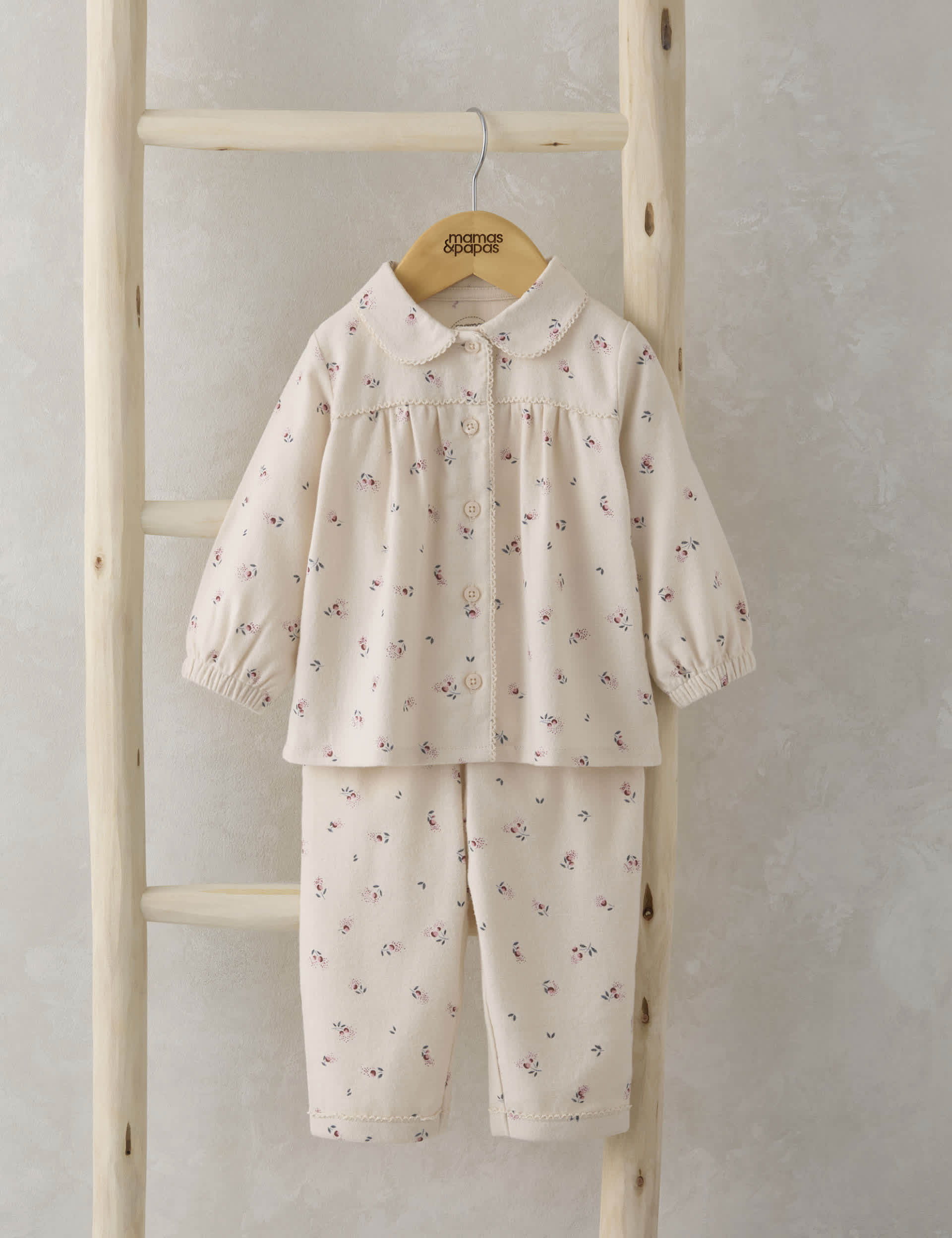 Mamas & Papas Newborn Girls Pure Cotton Cherry Pyjamas (0-3 Yrs) - 12-18 - Pink, Pink