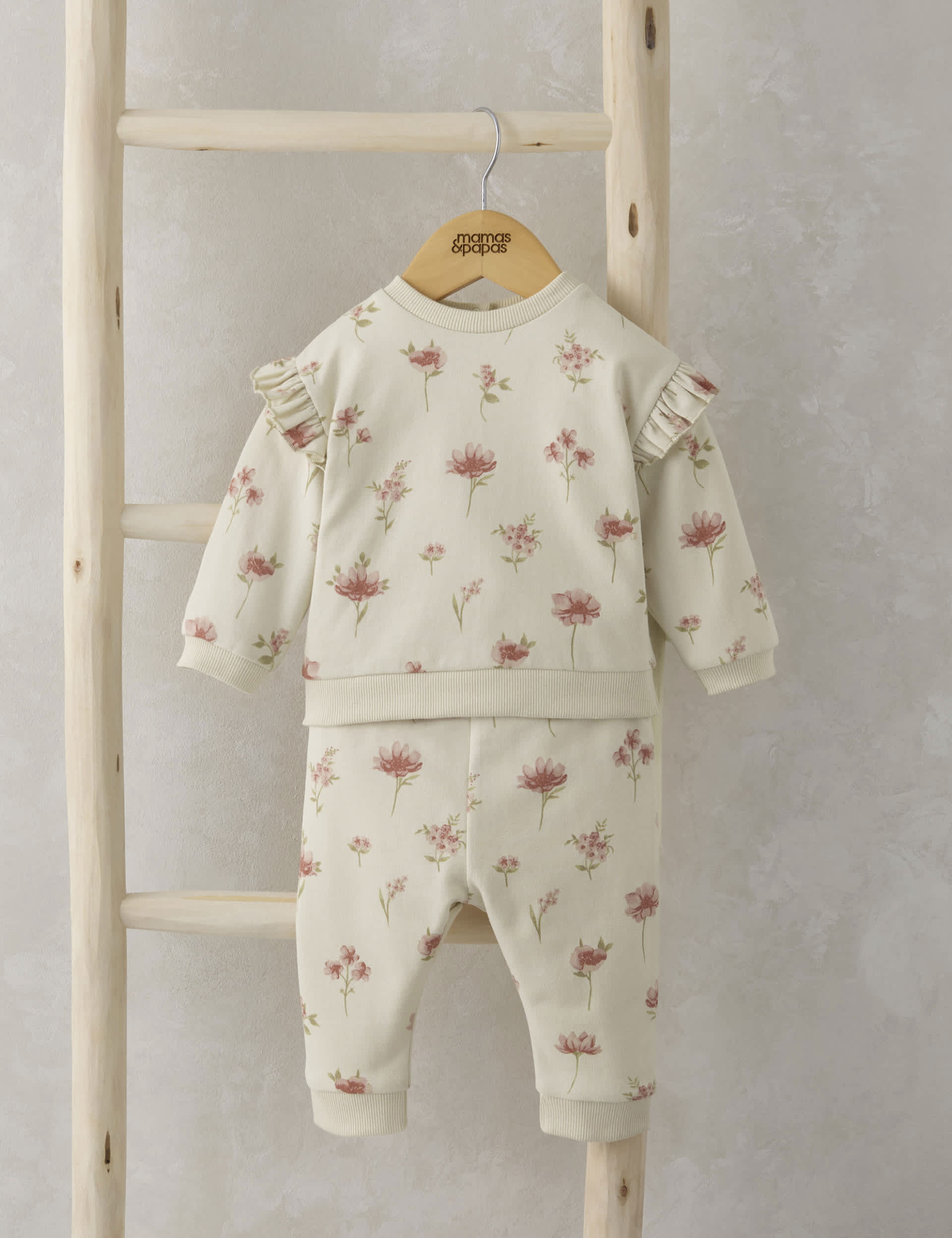 Mamas & Papas Newborn Girls 2pc Pure Cotton Floral Outfit (0-12 Mths) - 0-3 M - Pink, Pink