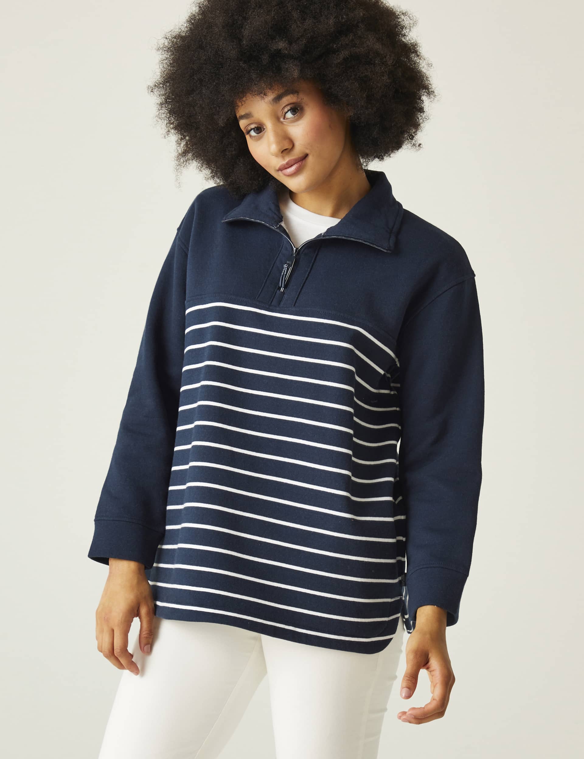 Regatta Women's Bayletta Cotton Rich Striped Half Zip Jumper