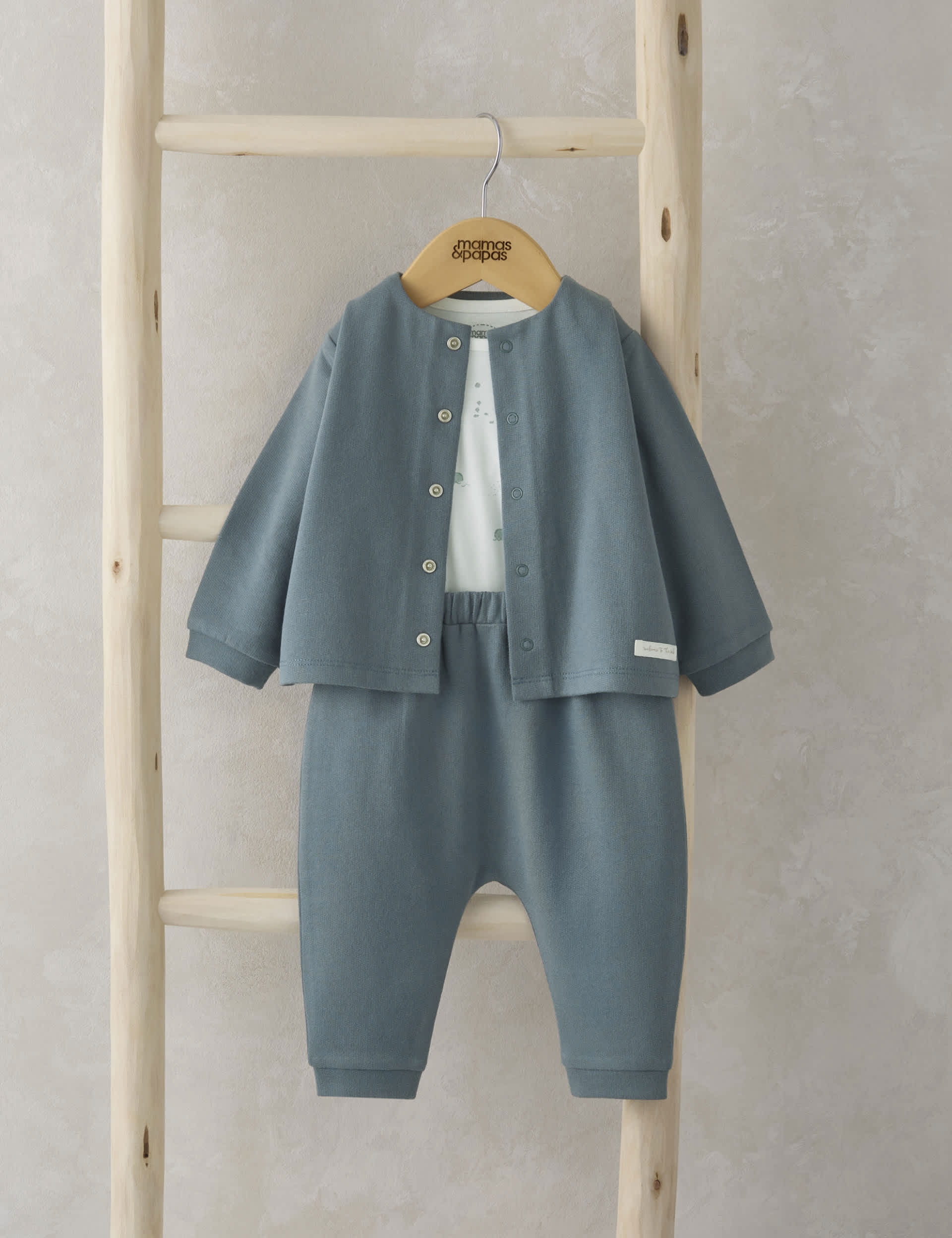 Mamas & Papas Newborn Boys 3pc Pure Cotton Whale Print Outfit (0-12 Mths) - UT1M - Blue, Blue