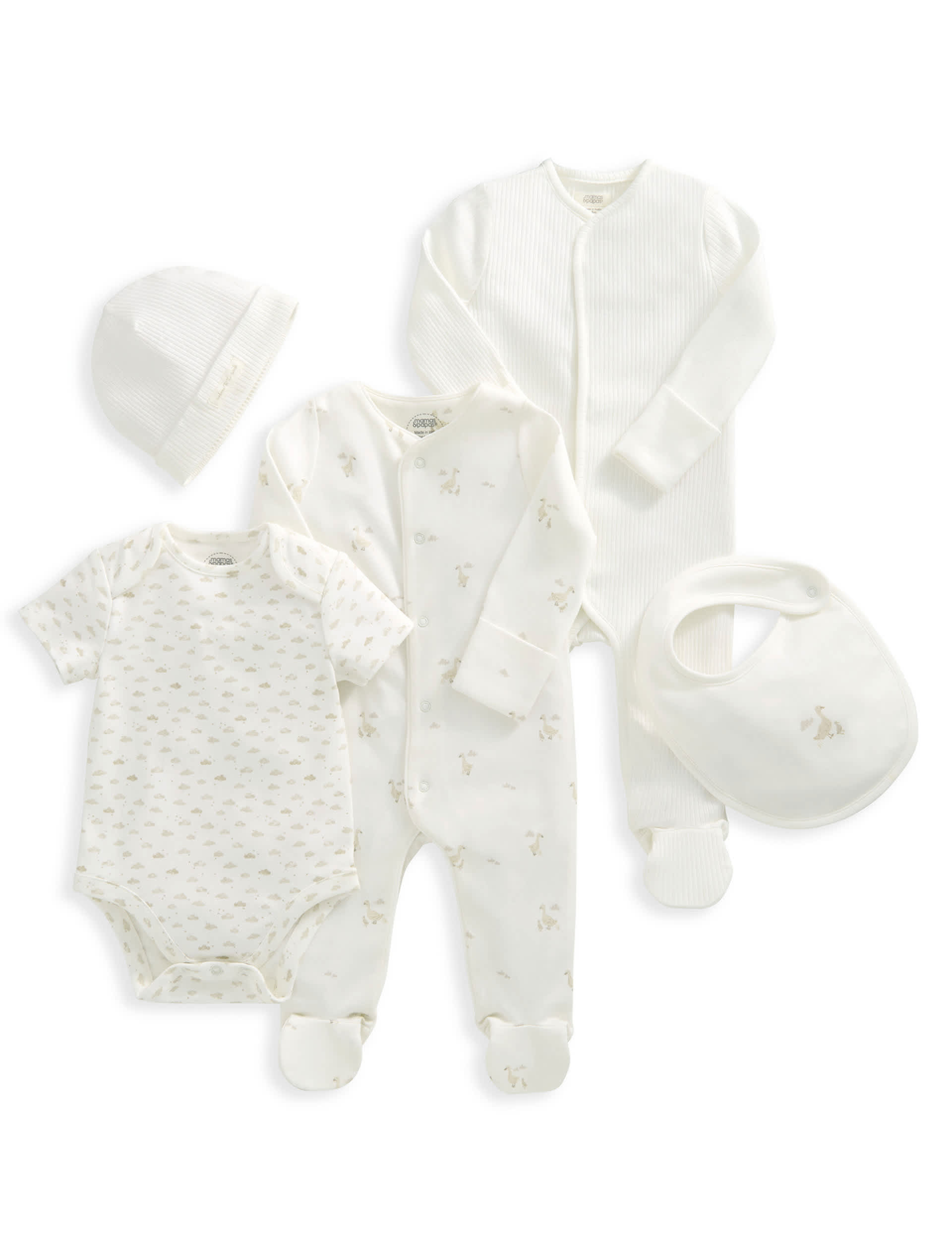 Mamas & Papas Duckling Outfit 5 Piece Set (0-9 Mths) - UT1M - Beige, Beige